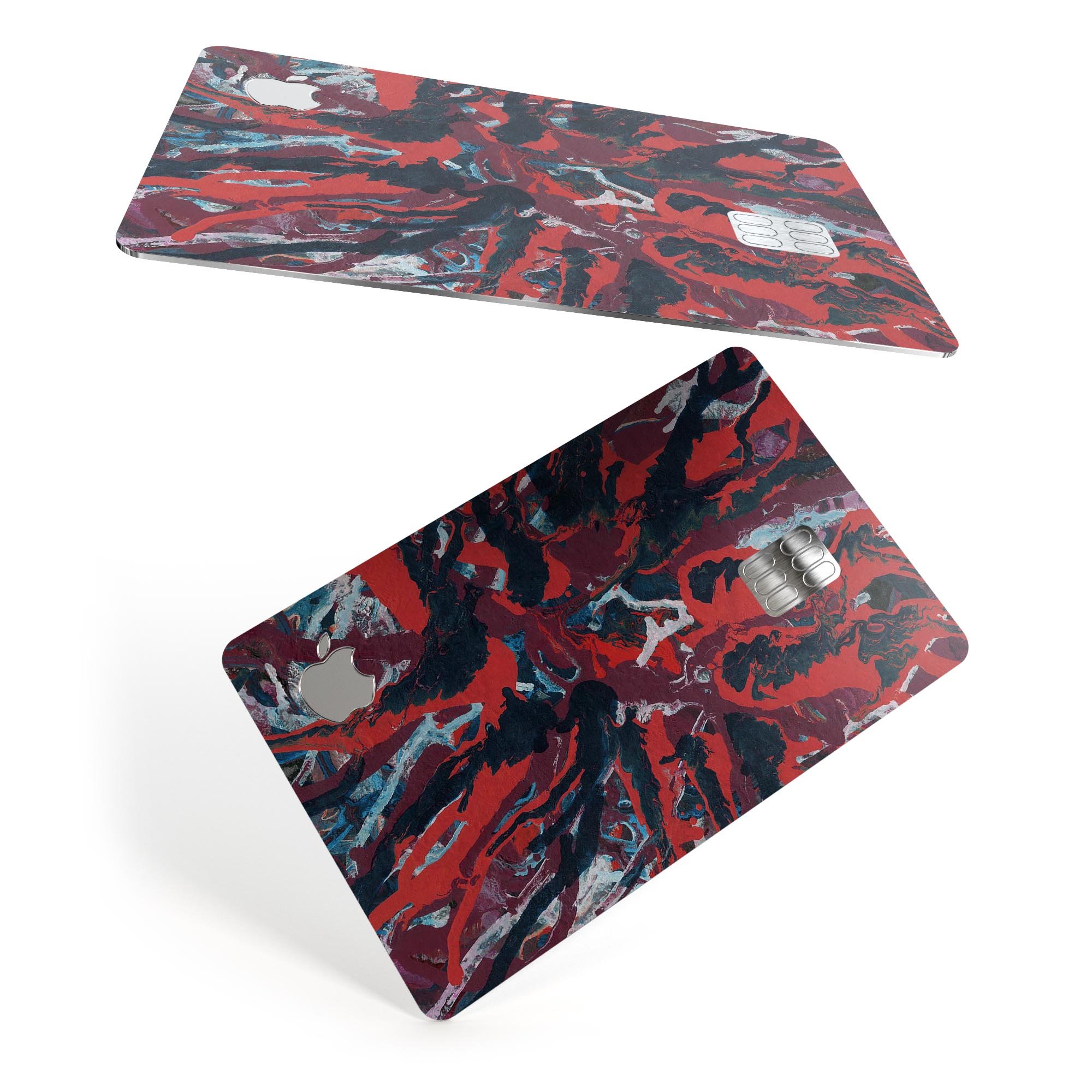 Abstract Wet Paint Red v95 decal skin for Apple Card, showcasing vibrant colors and premium vinyl material.