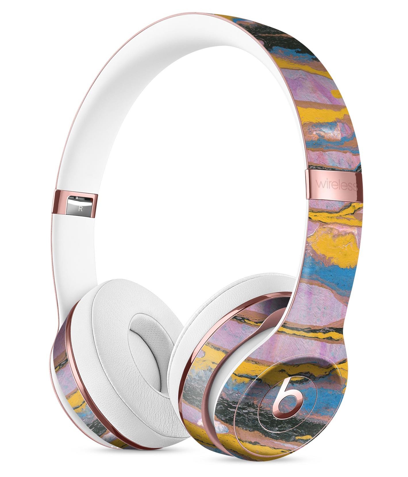 Abstract Wet Paint Retro Pink Full-Body Skin Kit for Beats by Dre Solo 3 Wireless Headphones, showcasing vibrant pink design.