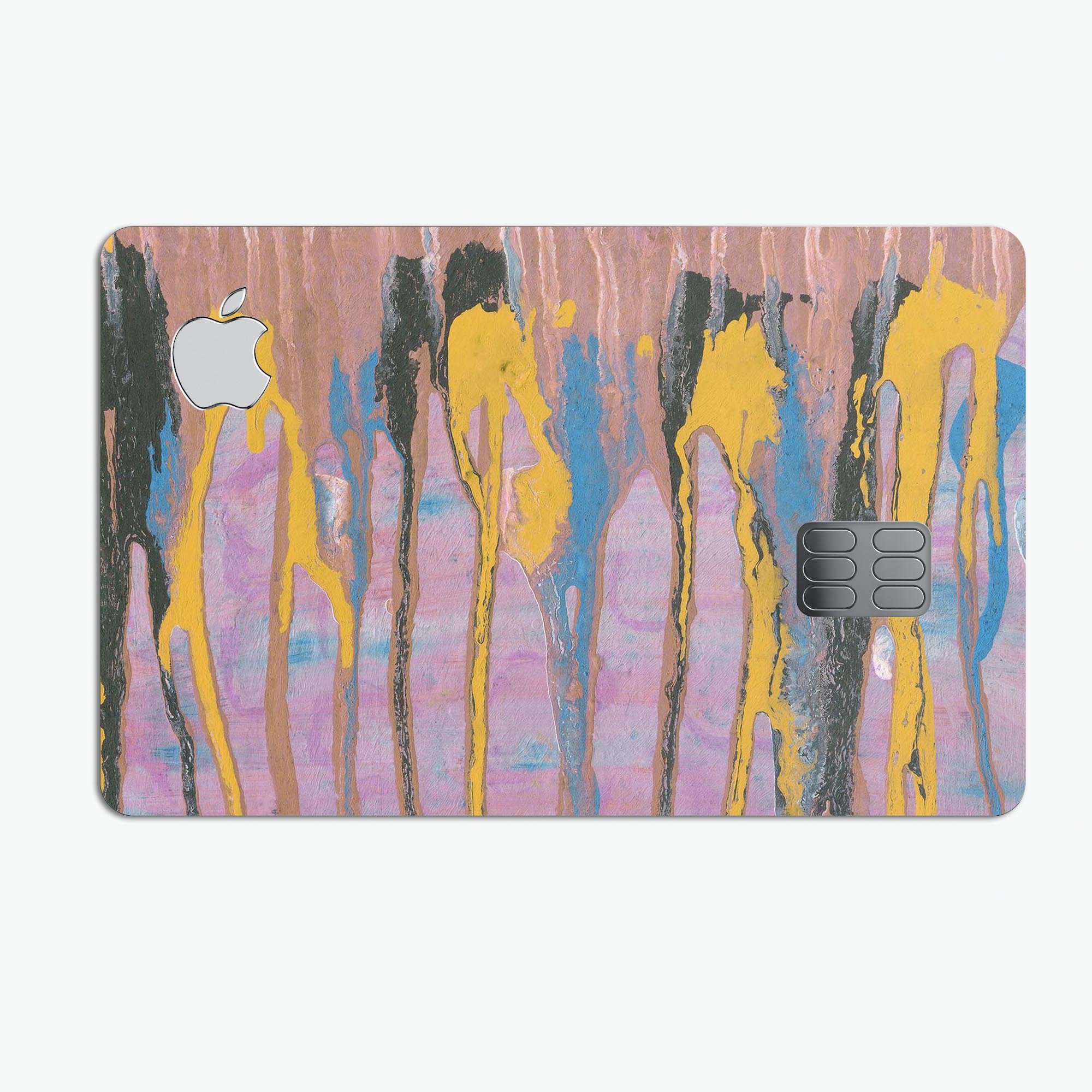 Abstract Wet Paint Retro Pink skin decal for Apple Card, showcasing vibrant colors and premium vinyl material.