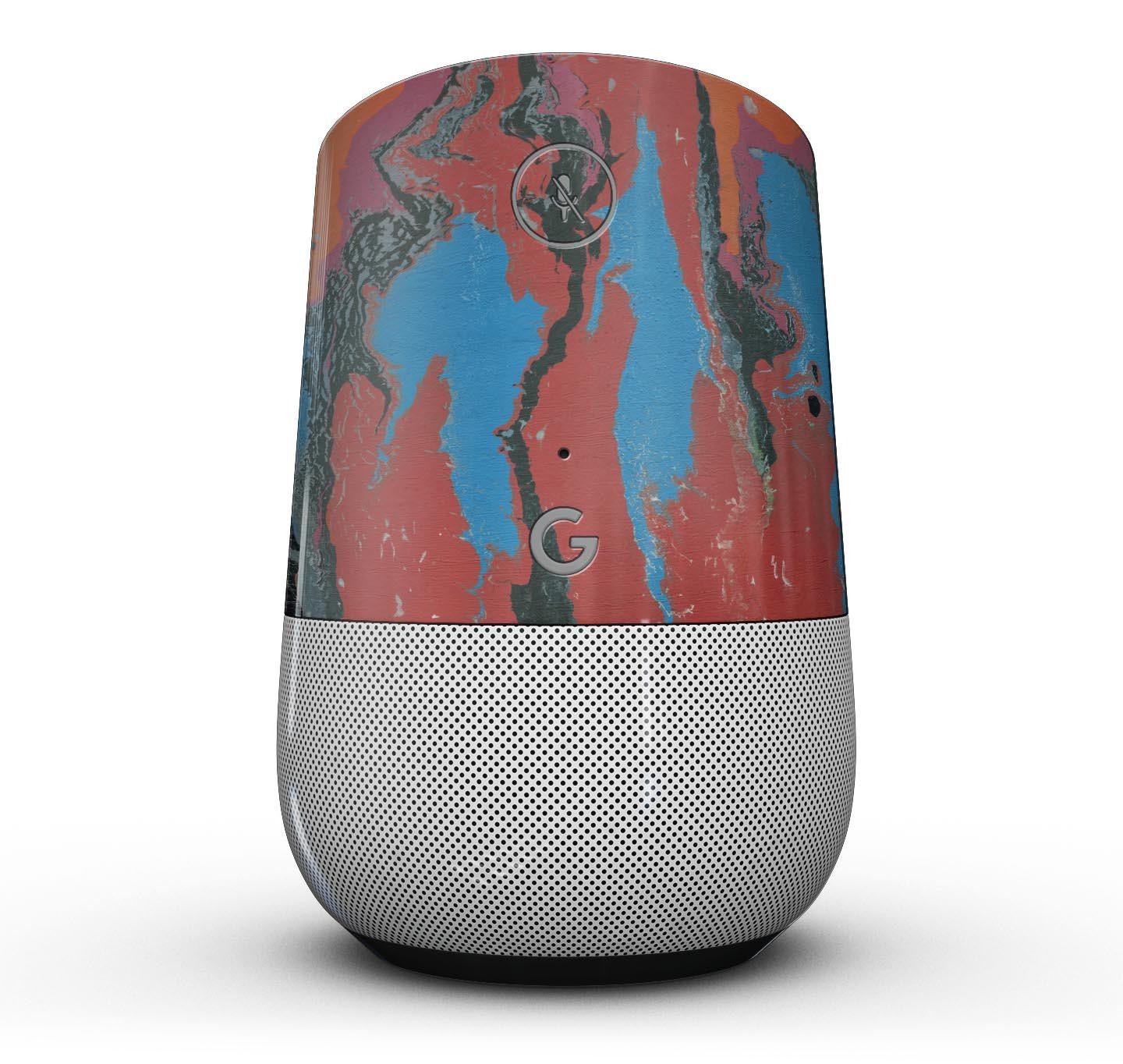 Abstract Wet Paint Retro V4 Full-Body Skin Kit for Google Home, showcasing vibrant colors and a sleek design.