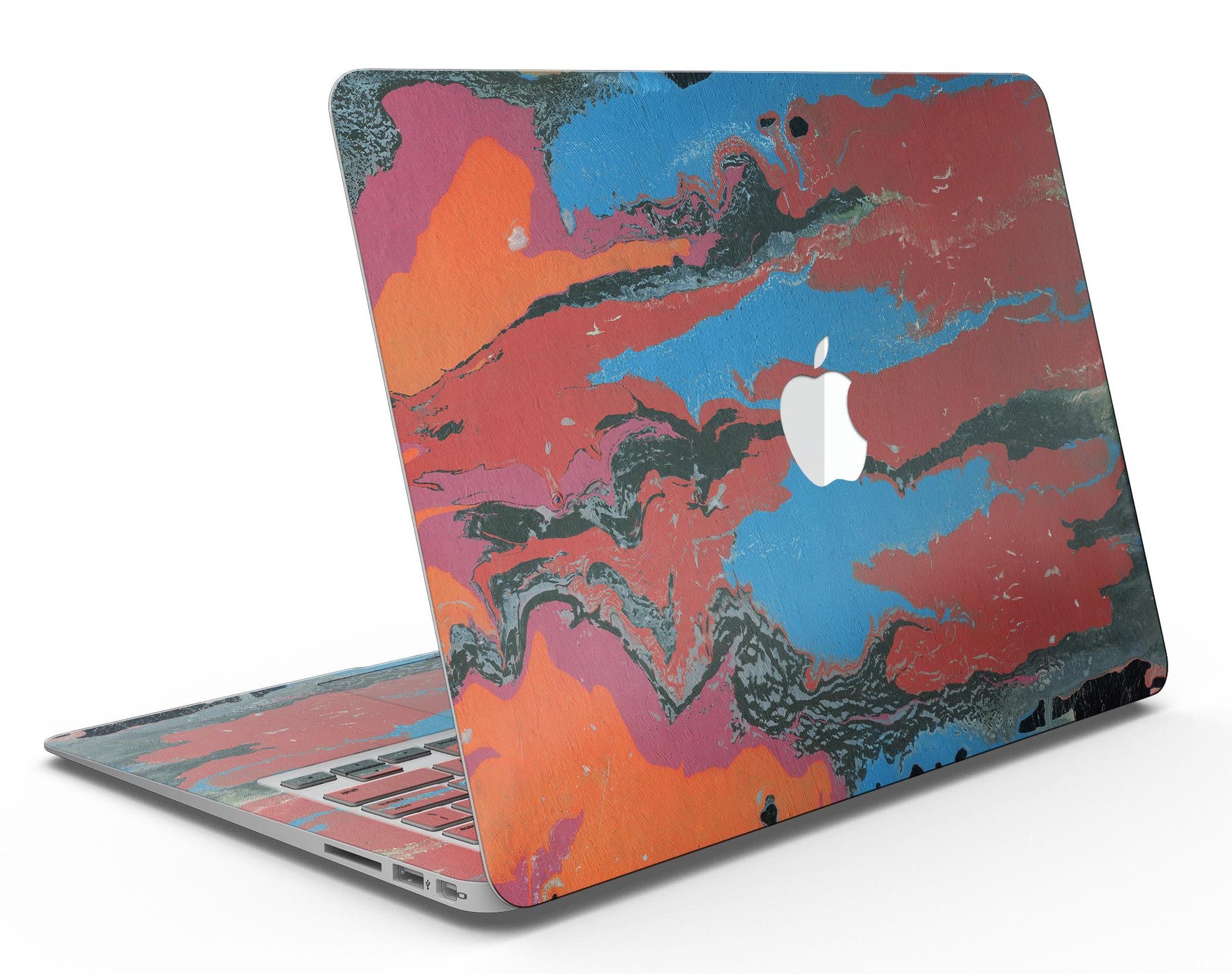 Abstract Wet Paint Retro V4 skin kit for MacBook Air, showcasing vibrant colors and unique design for stylish protection.