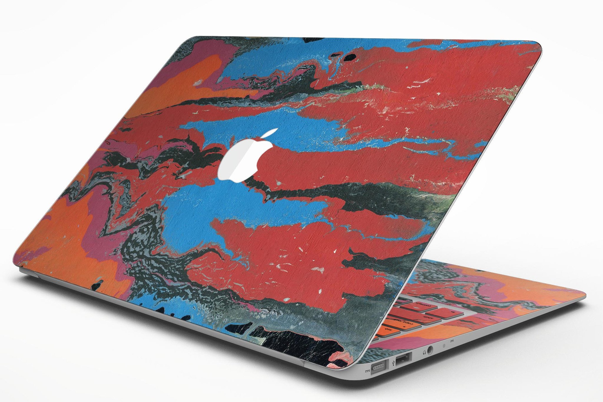 Abstract Wet Paint Retro V4 skin kit for MacBook Air, showcasing vibrant colors and unique design for stylish protection.