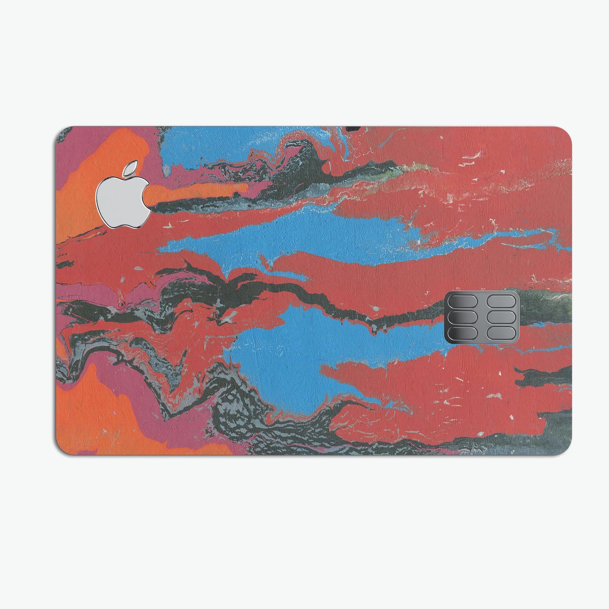 Abstract Wet Paint Retro V4 decal skin for Apple Card, showcasing vibrant colors and a stylish design.