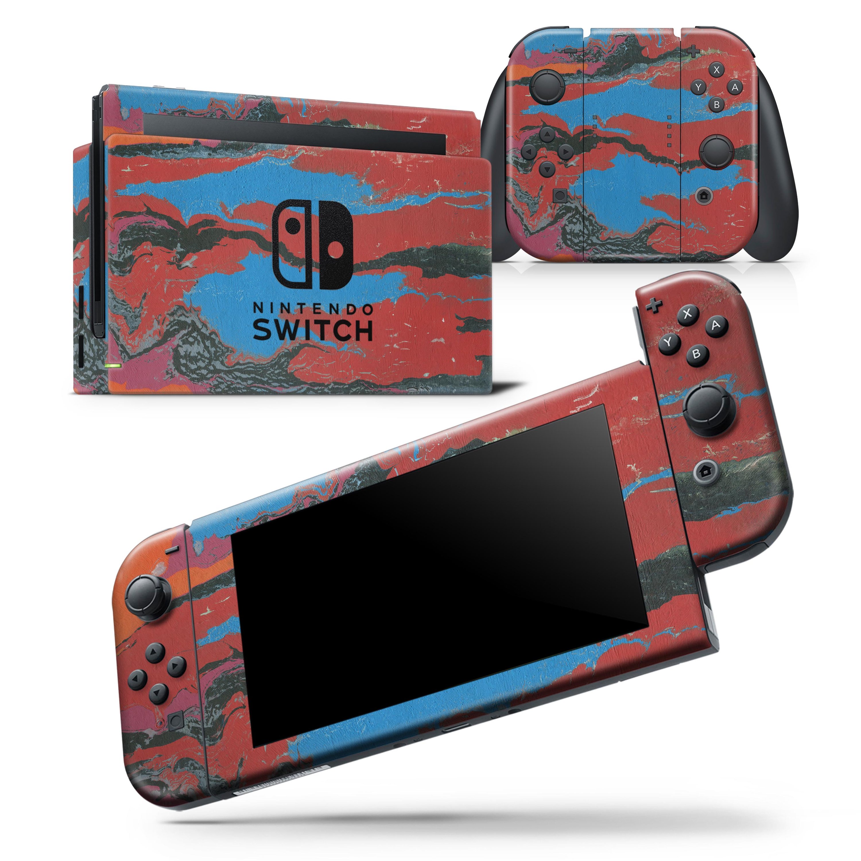 Abstract Wet Paint Retro V4 skin wrap decal for Nintendo Switch Lite, showcasing vibrant colors and unique design.