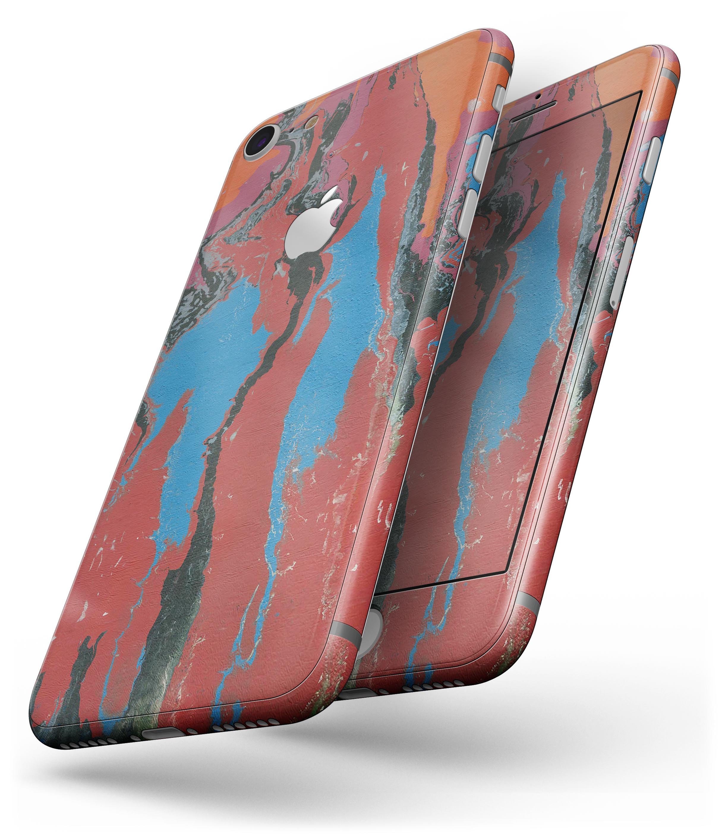 Abstract Wet Paint Retro V4 skin-kit for iPhone 8 and 8 Plus, showcasing vibrant colors and unique design.