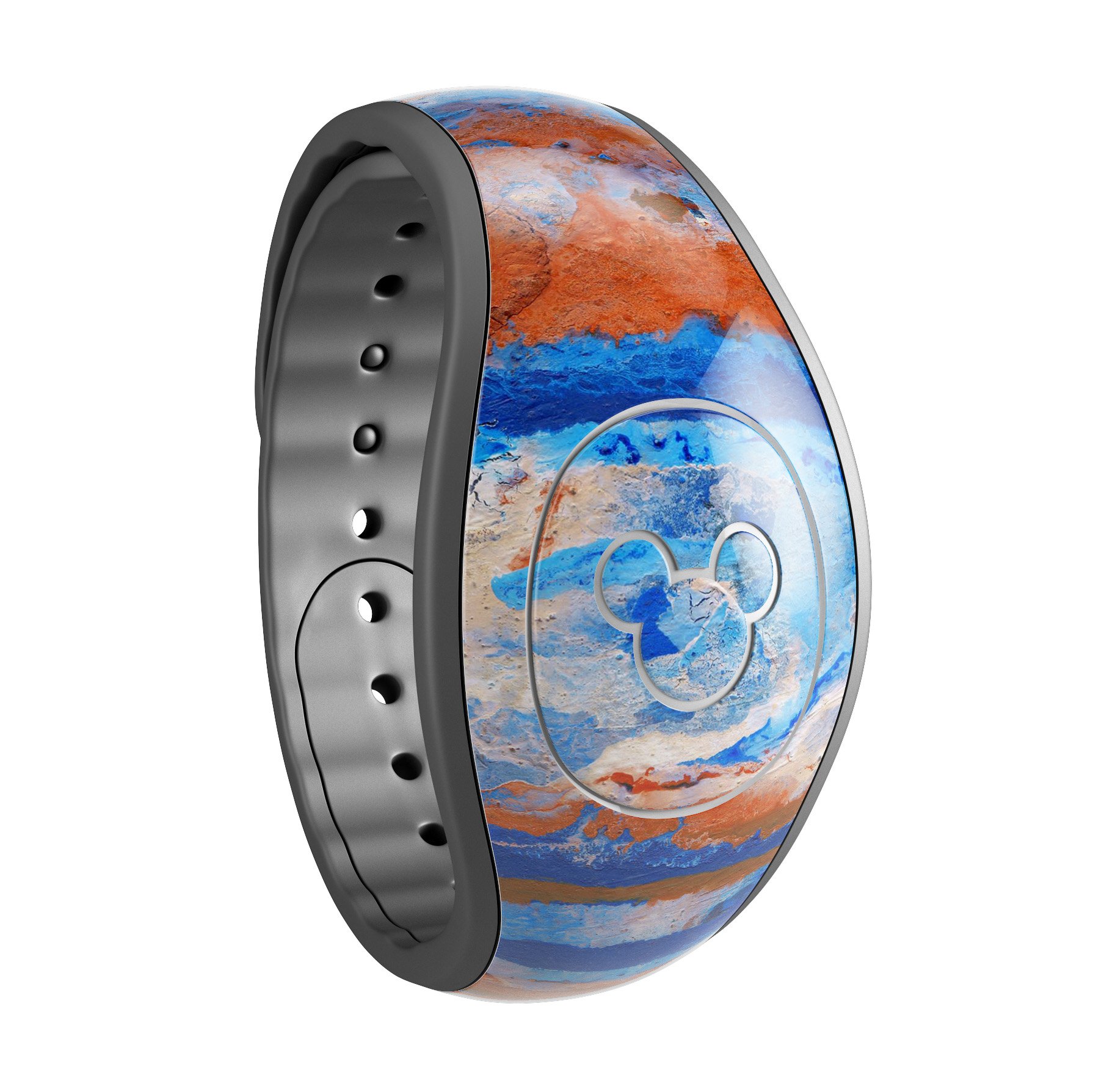 Abstract Wet Paint Rustic Blue decal skin wrap kit for Disney Magic Band, showcasing vibrant colors and a stylish design.