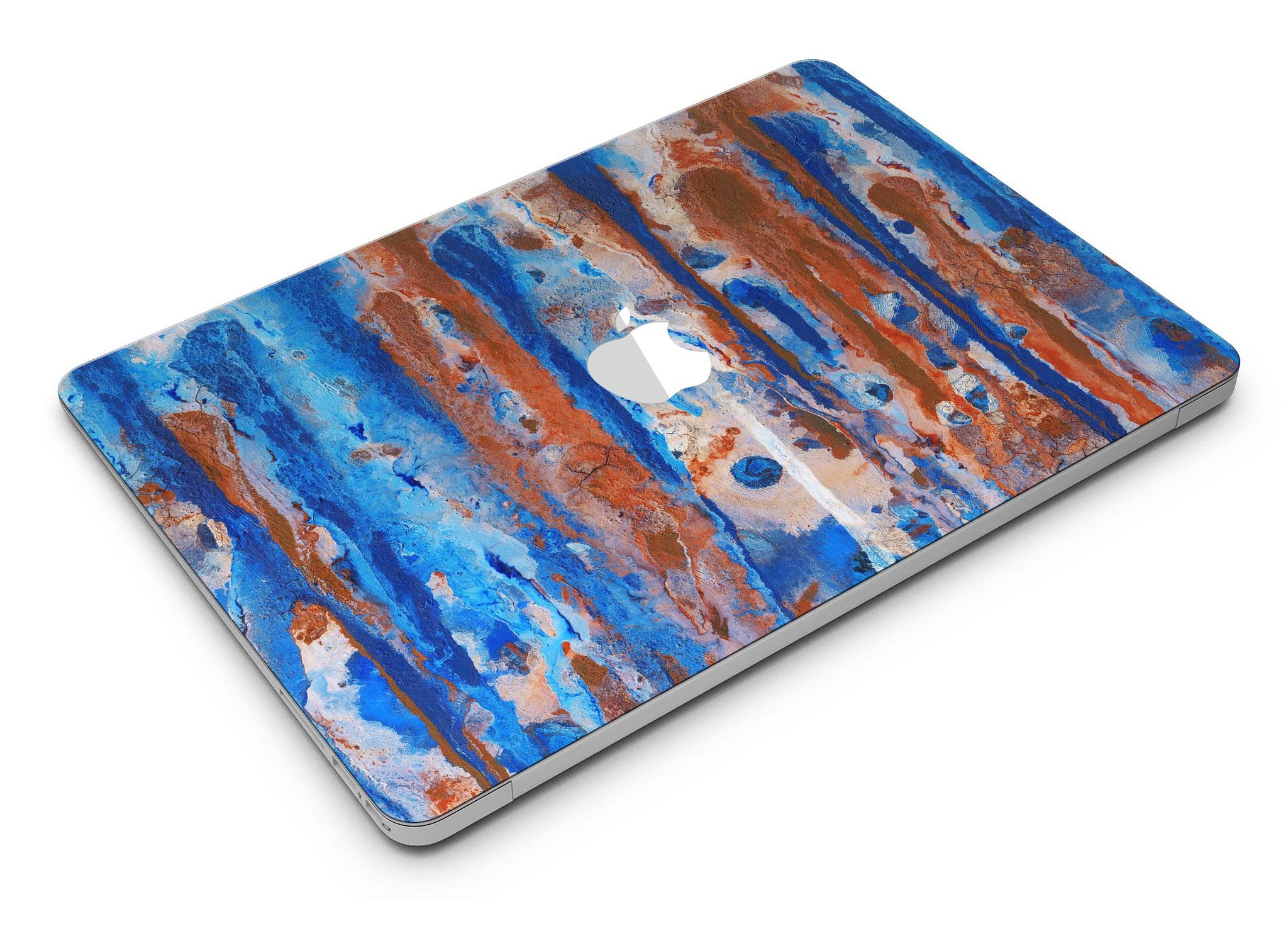 Abstract Wet Paint Rustic Blue skin kit for MacBook Air, showcasing a vibrant blue abstract design on premium vinyl.