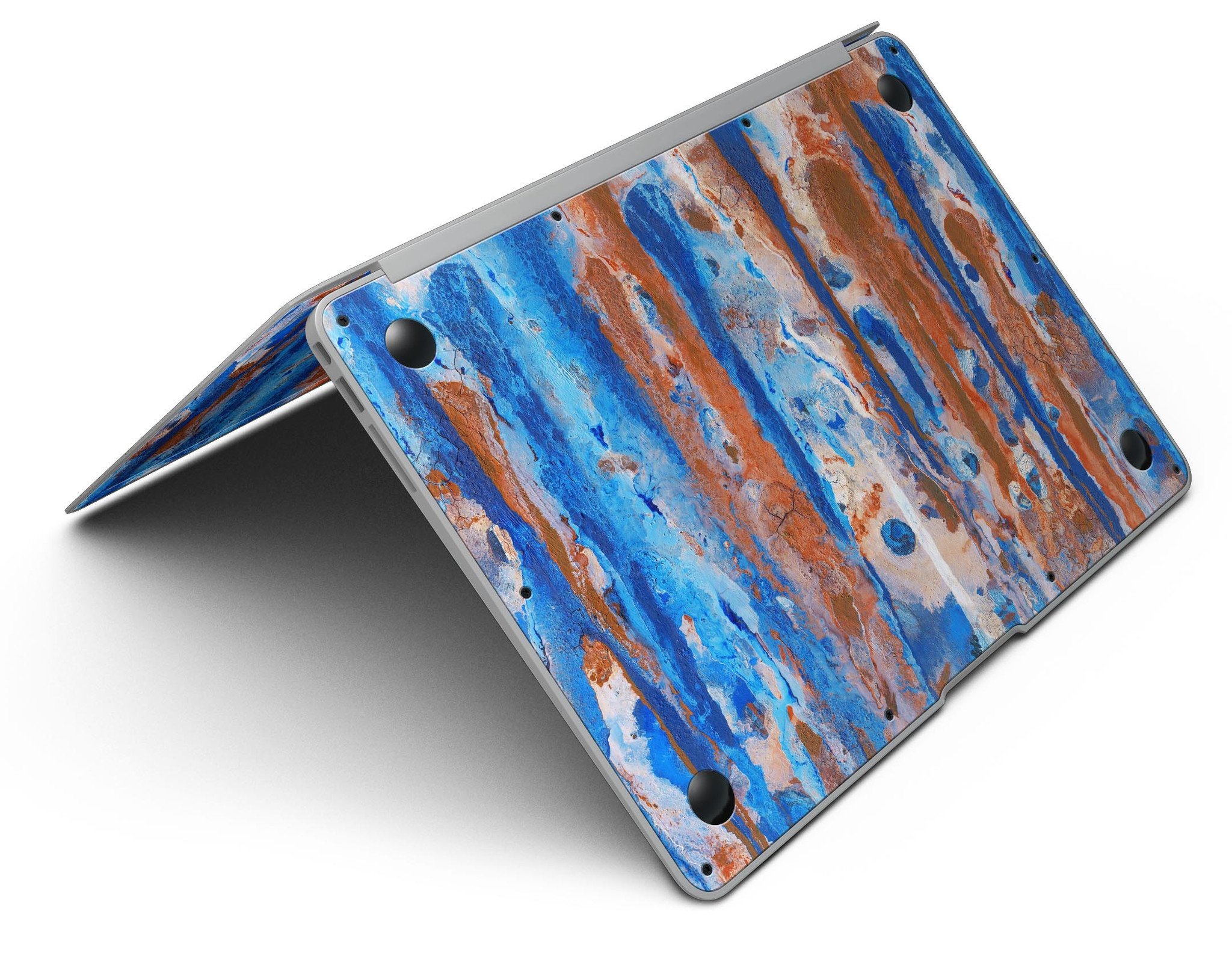 Abstract Wet Paint Rustic Blue skin kit for MacBook Air, showcasing a vibrant blue abstract design on premium vinyl.