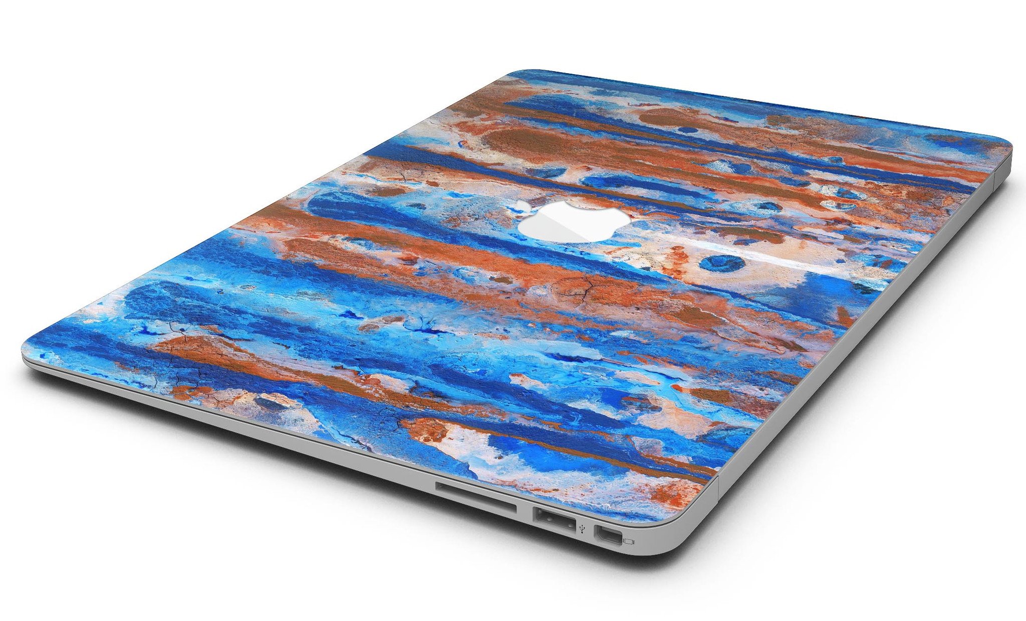 Abstract Wet Paint Rustic Blue skin kit for MacBook Air, showcasing a vibrant blue abstract design on premium vinyl.