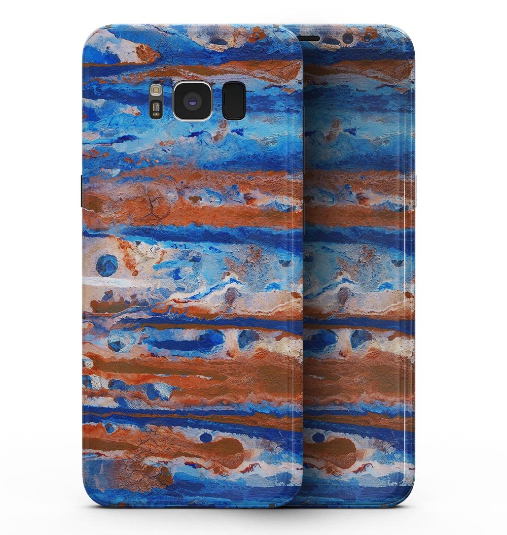 Samsung Galaxy S8 with Abstract Wet Paint Rustic Blue skin, showcasing a stylish and protective design.