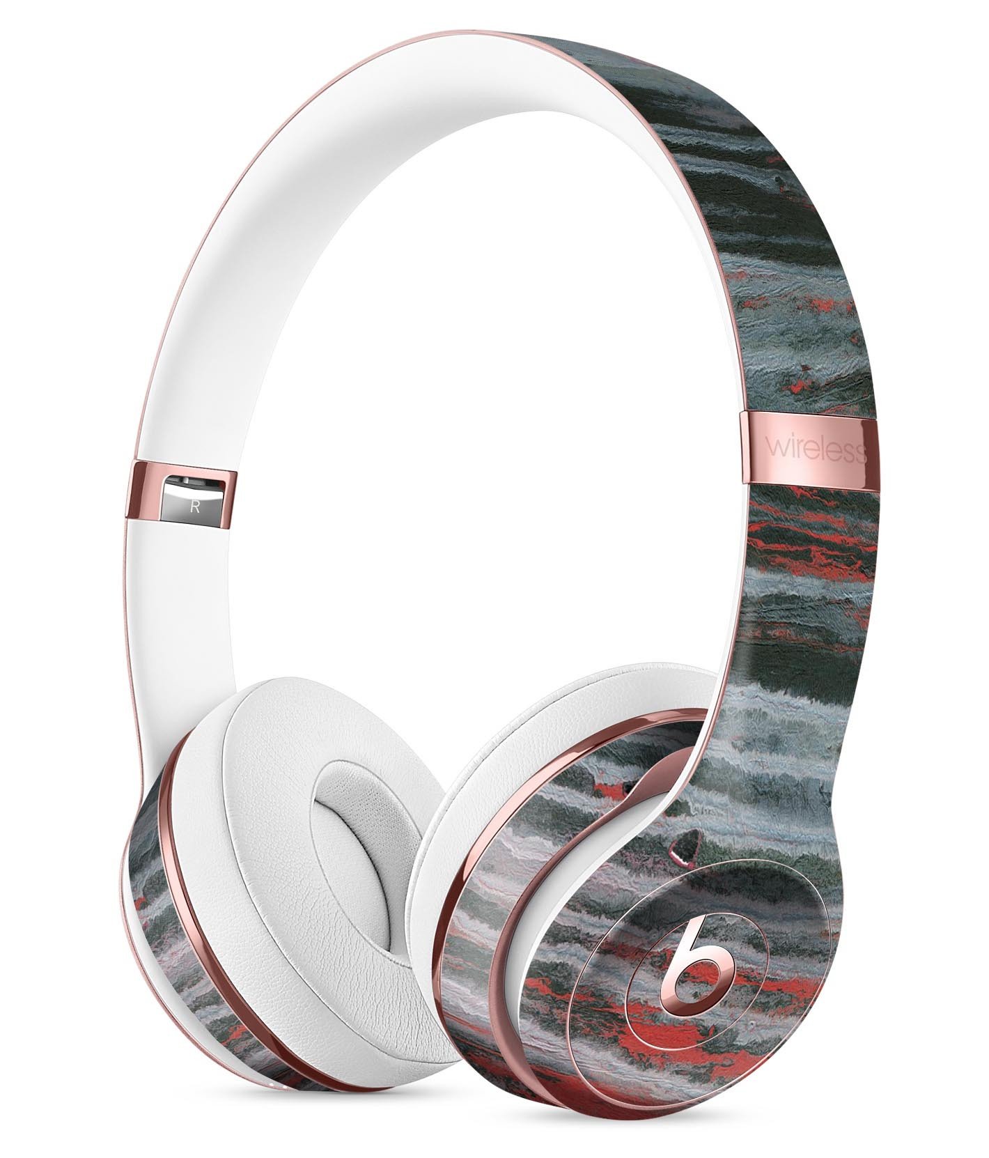 Abstract Wet Paint Smoke Red Full-Body Skin Kit for Beats by Dre Solo 3 Wireless Headphones, showcasing vibrant colors and sleek design.