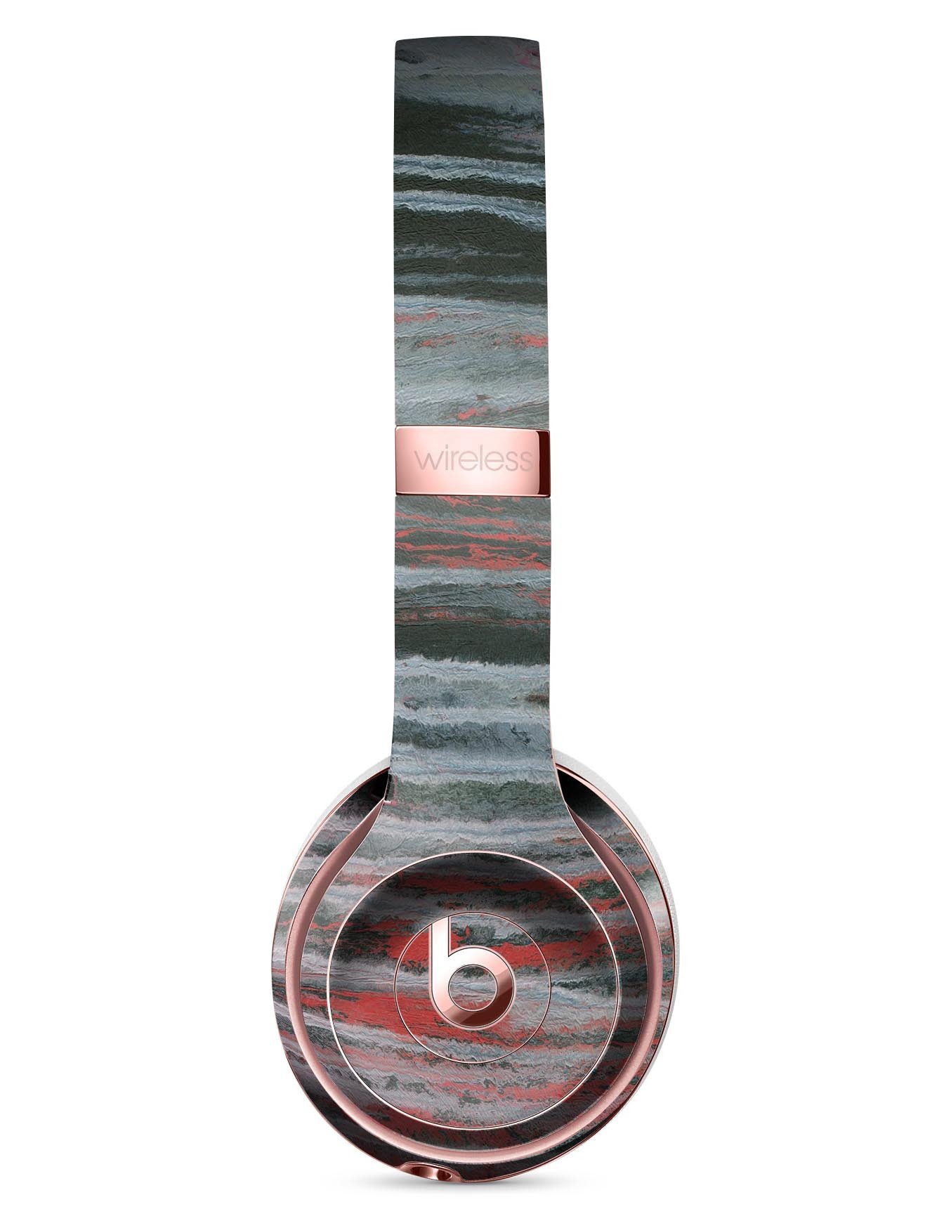 Abstract Wet Paint Smoke Red Full-Body Skin Kit for Beats by Dre Solo 3 Wireless Headphones, showcasing vibrant colors and sleek design.