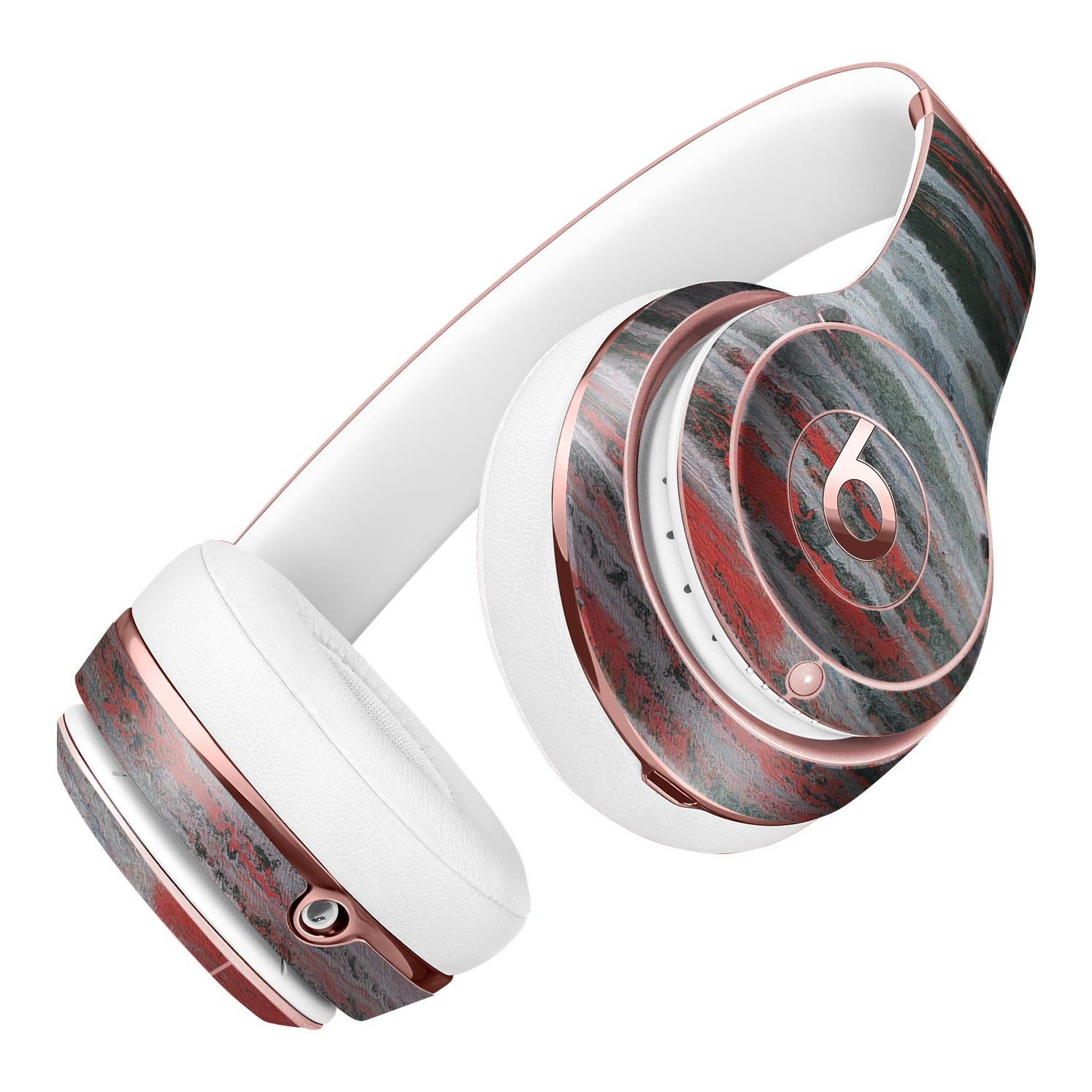 Abstract Wet Paint Smoke Red Full-Body Skin Kit for Beats by Dre Solo 3 Wireless Headphones, showcasing vibrant colors and sleek design.