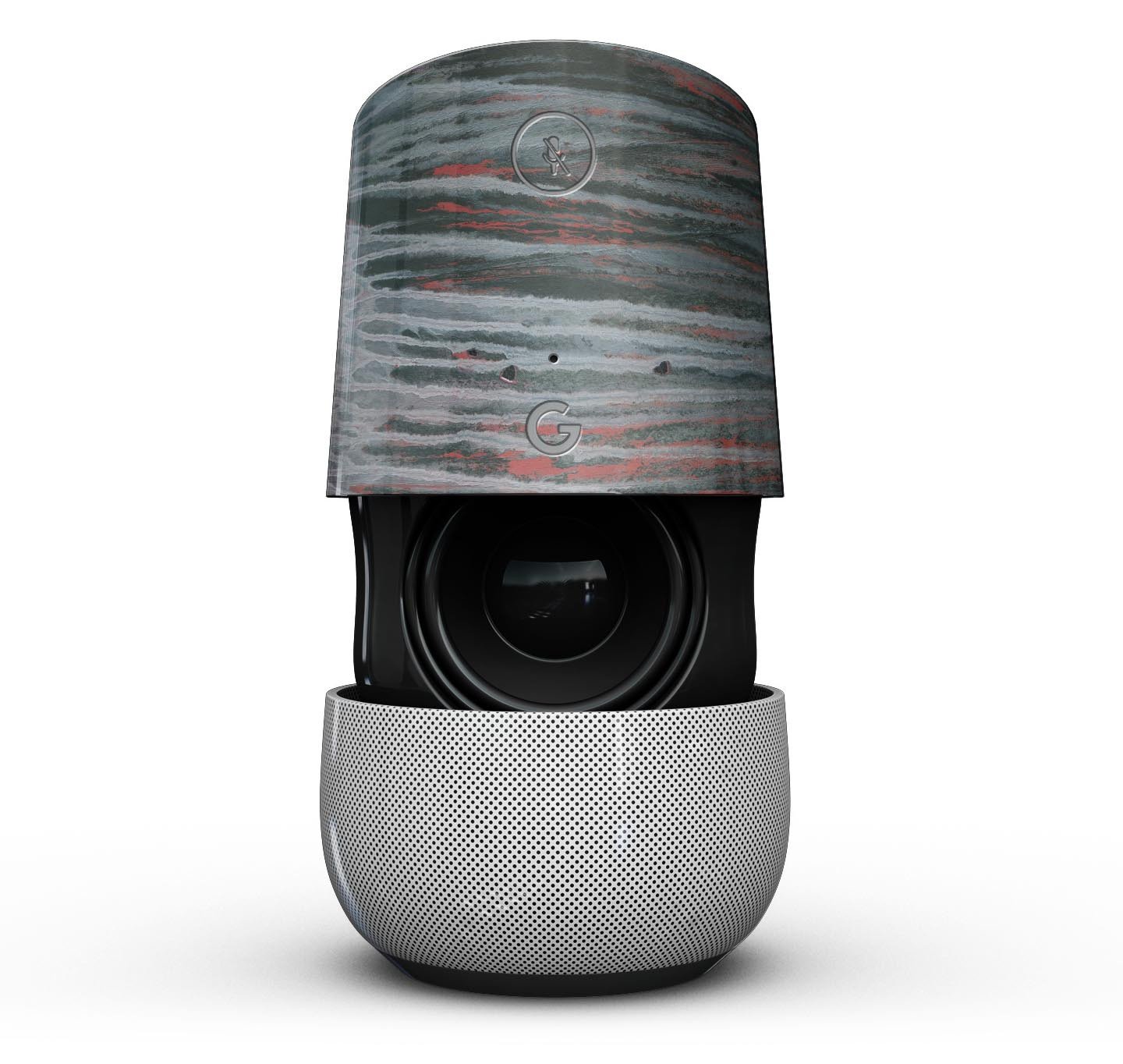 Abstract Wet Paint Smoke Red Full-Body Skin Kit for Google Home, showcasing a vibrant and stylish design.