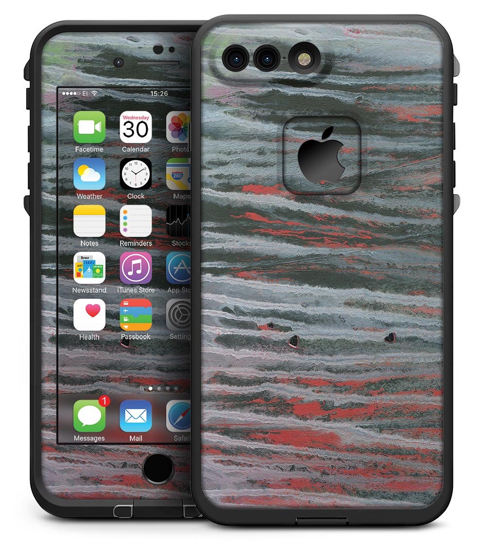 Abstract Wet Paint Smoke Red skin for iPhone 7 Plus LifeProof Fre Case, showcasing vibrant colors and sleek design.