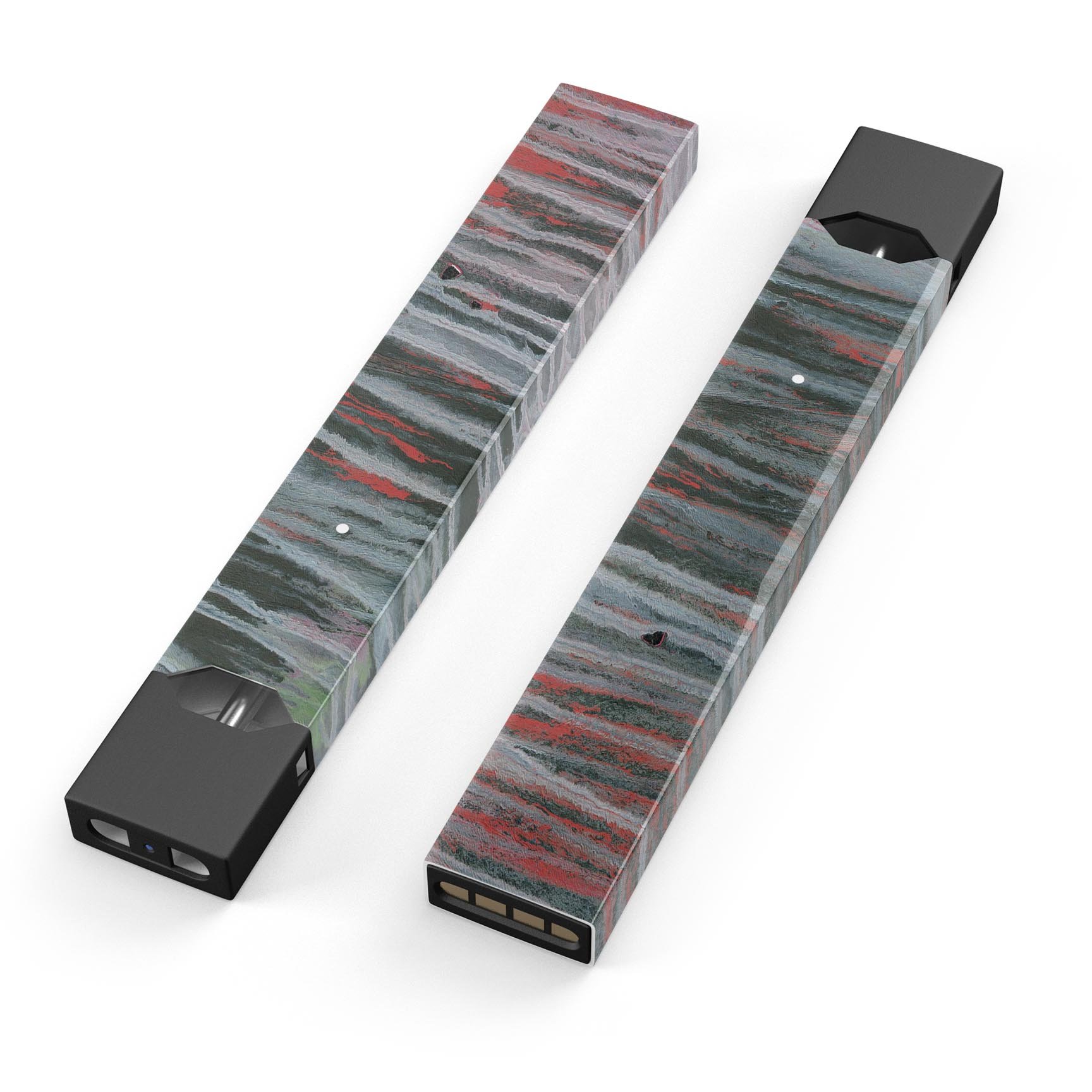 Abstract Wet Paint Smoke Red skin-wrap for JUUL vaping device, showcasing vibrant colors and a sleek design.