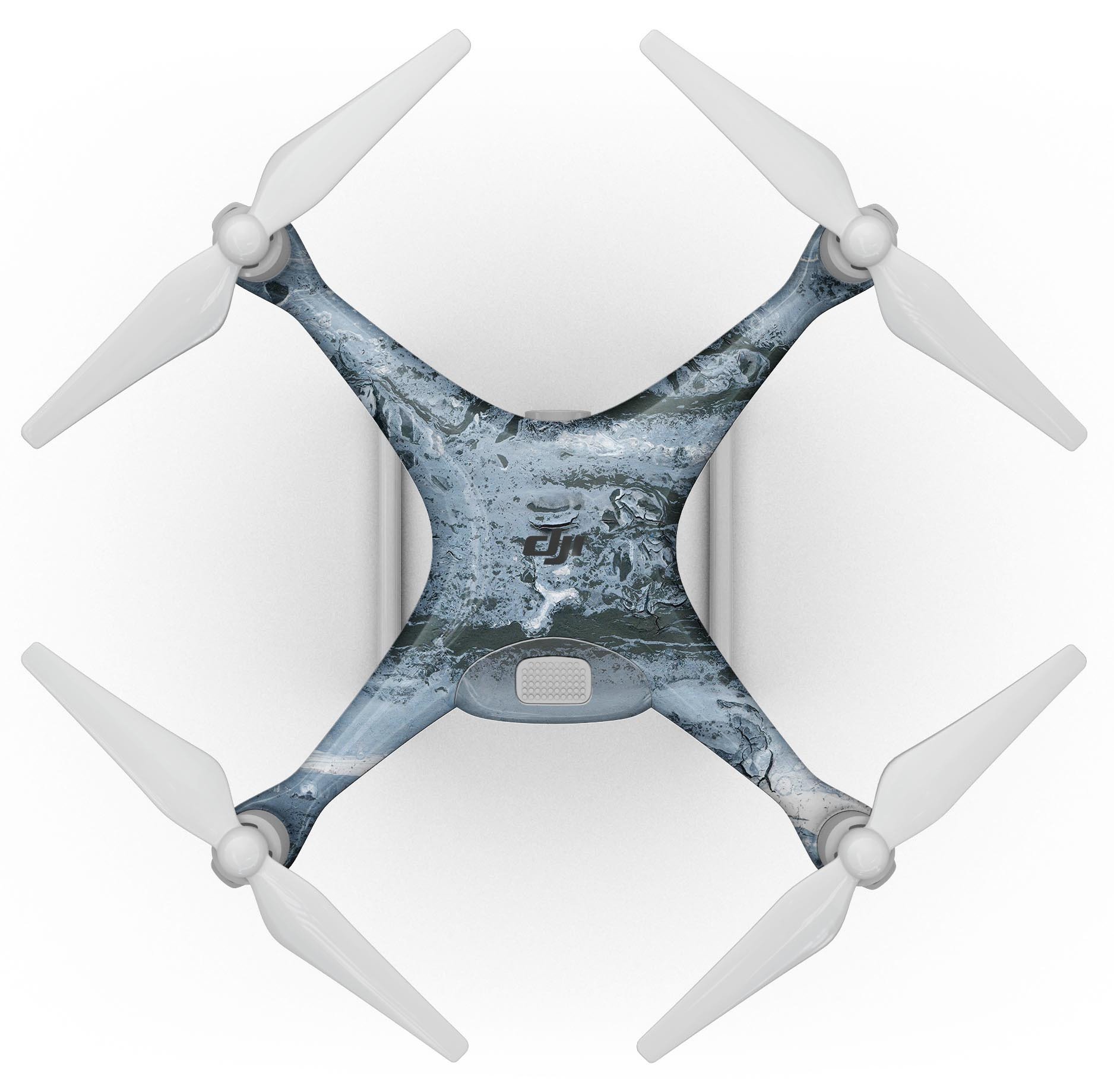 Abstract Wet Paint Soft Blue Full-Body Skin Kit for DJI Phantom 4, showcasing a stylish design and precision fit.