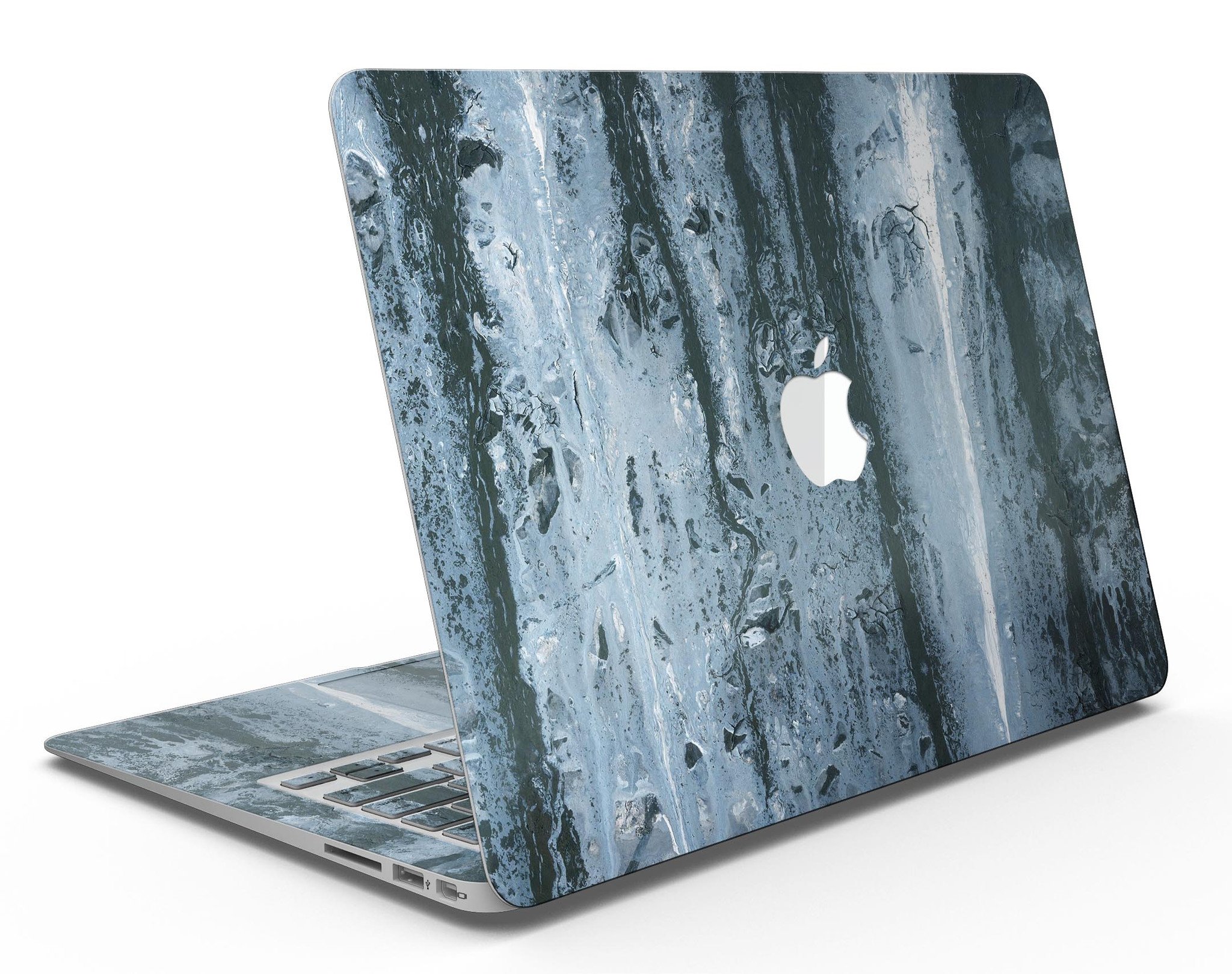 Abstract Wet Paint Soft Blue skin kit for MacBook Air, showcasing a stylish design with soft blue tones and an abstract pattern.