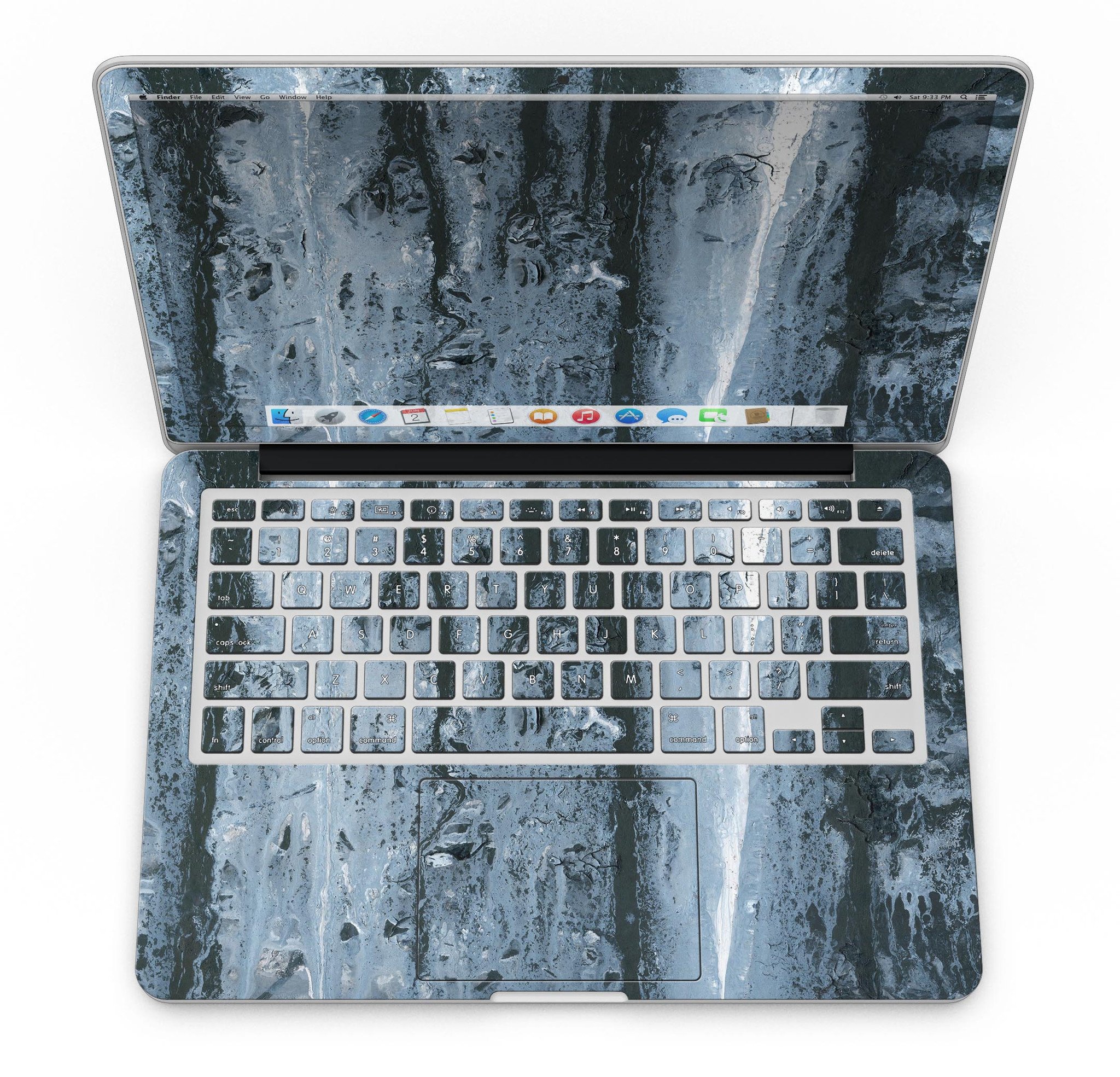 Abstract Wet Paint Soft Blue skin for MacBook Pro with Retina Display, showcasing a stylish design that protects the device.