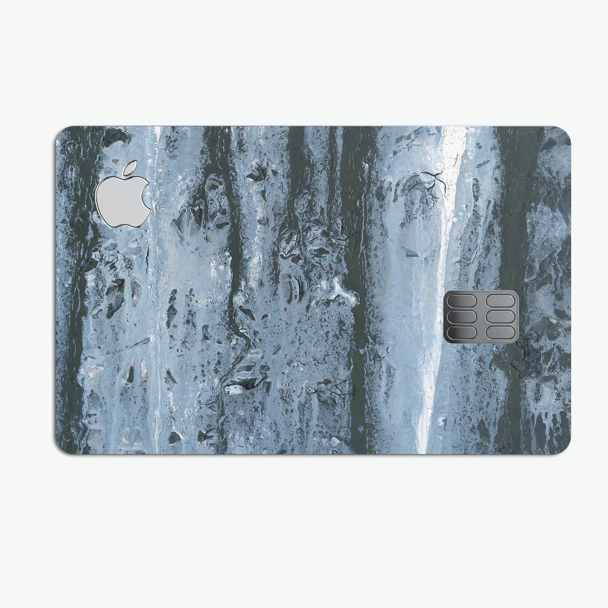 Abstract Wet Paint Soft Blue decal skin for Apple Card, showcasing its premium vinyl material and stylish design.