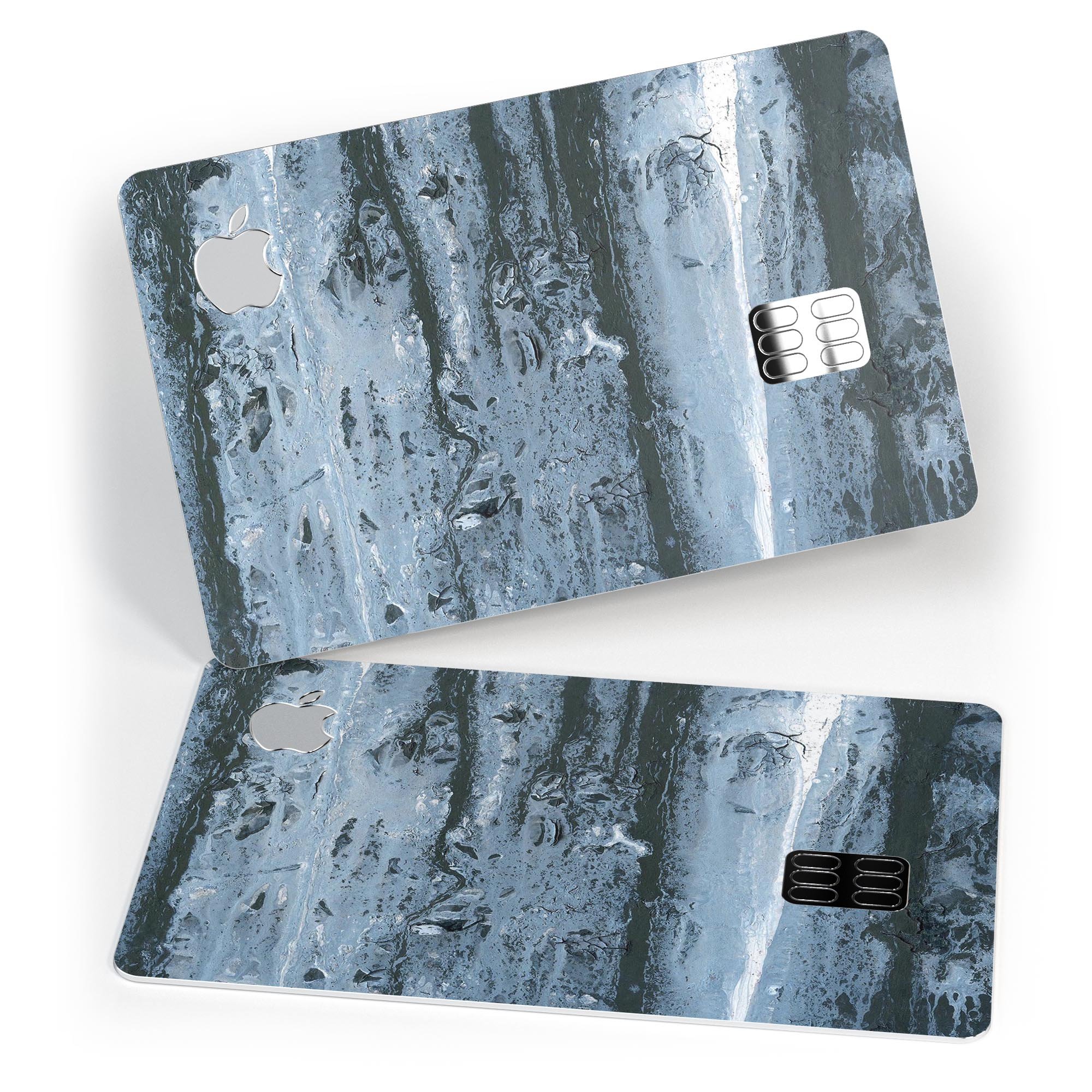 Abstract Wet Paint Soft Blue decal skin for Apple Card, showcasing its premium vinyl material and stylish design.