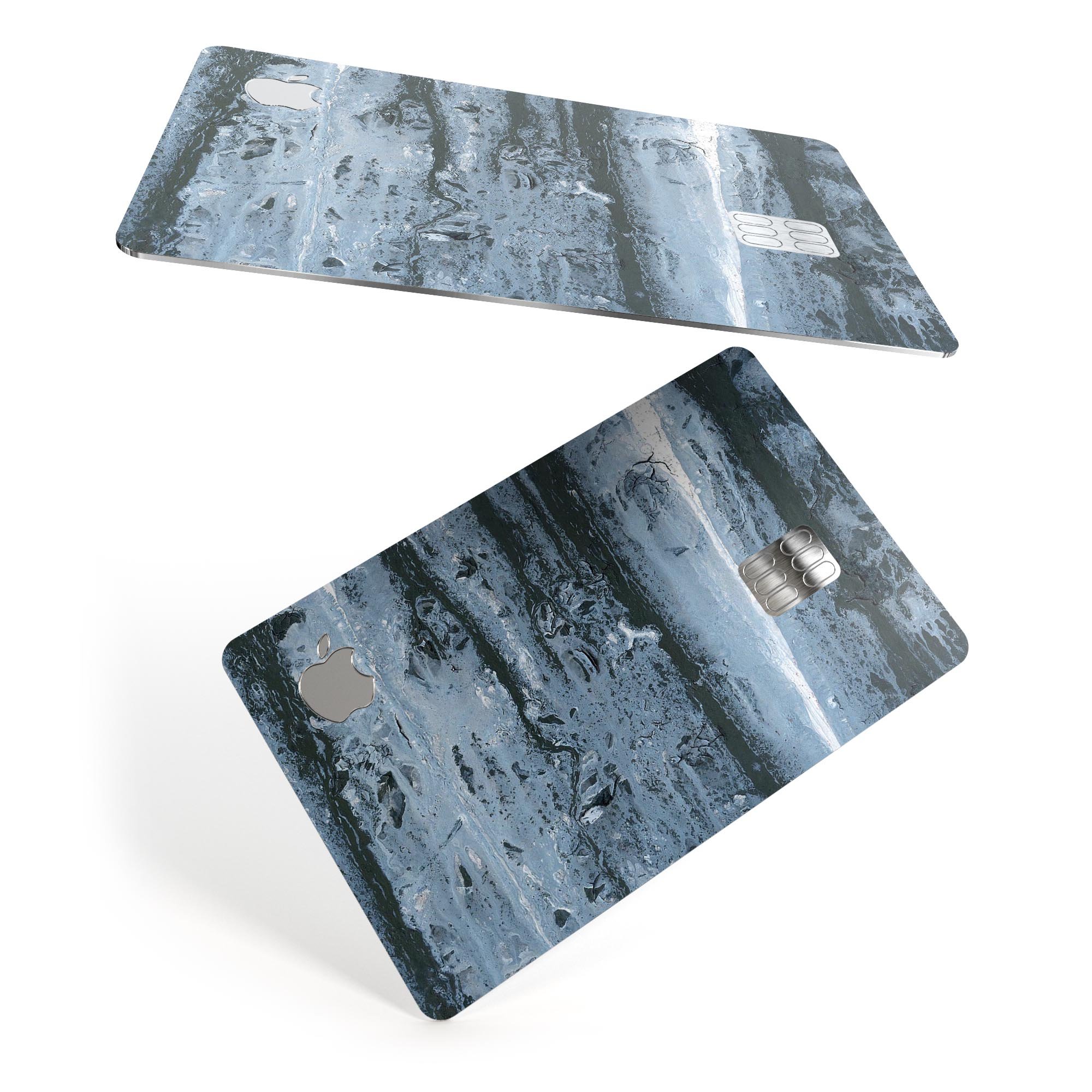 Abstract Wet Paint Soft Blue decal skin for Apple Card, showcasing its premium vinyl material and stylish design.