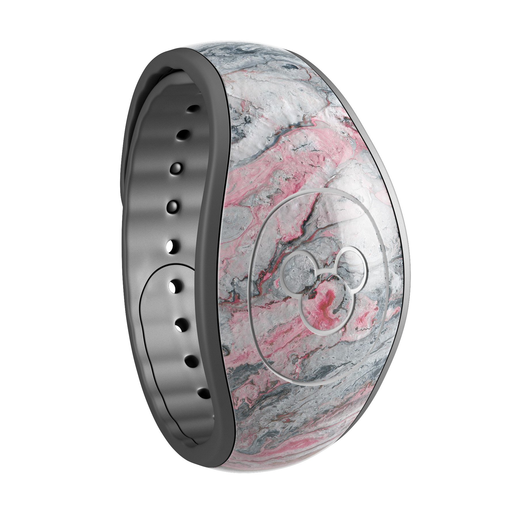 Abstract Wet Paint Subtle Pink and Gray decal skin wrap kit for Disney Magic Band, showcasing a trendy design with soft-matte finish.