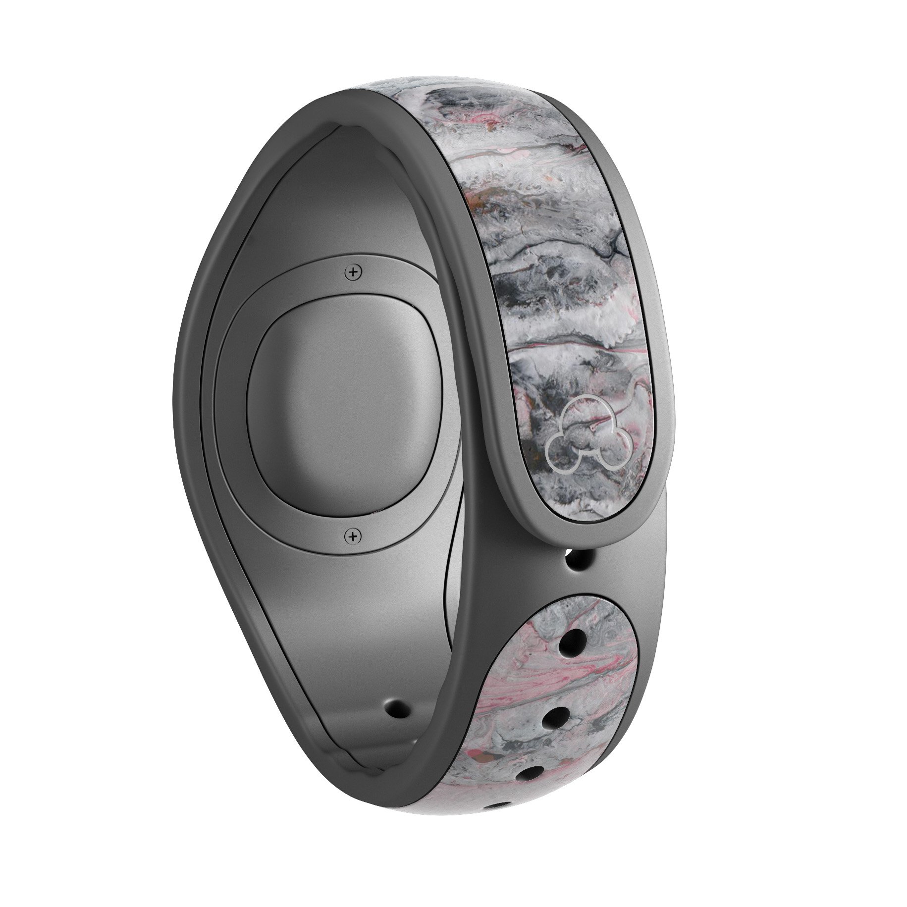 Abstract Wet Paint Subtle Pink and Gray decal skin wrap kit for Disney Magic Band, showcasing a trendy design with soft-matte finish.