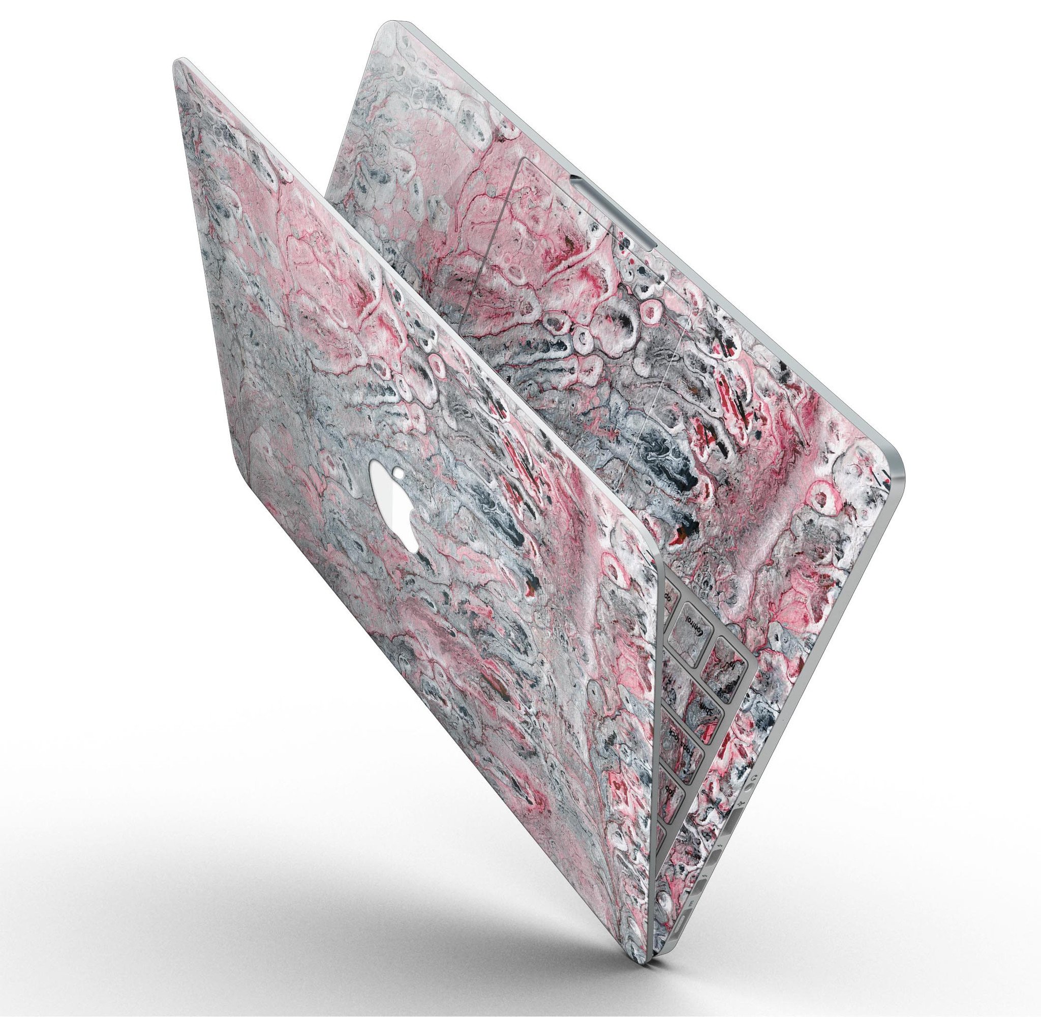 Abstract Wet Paint skin in subtle pink and gray for MacBook Pro with Retina Display, showcasing stylish design and premium vinyl material.