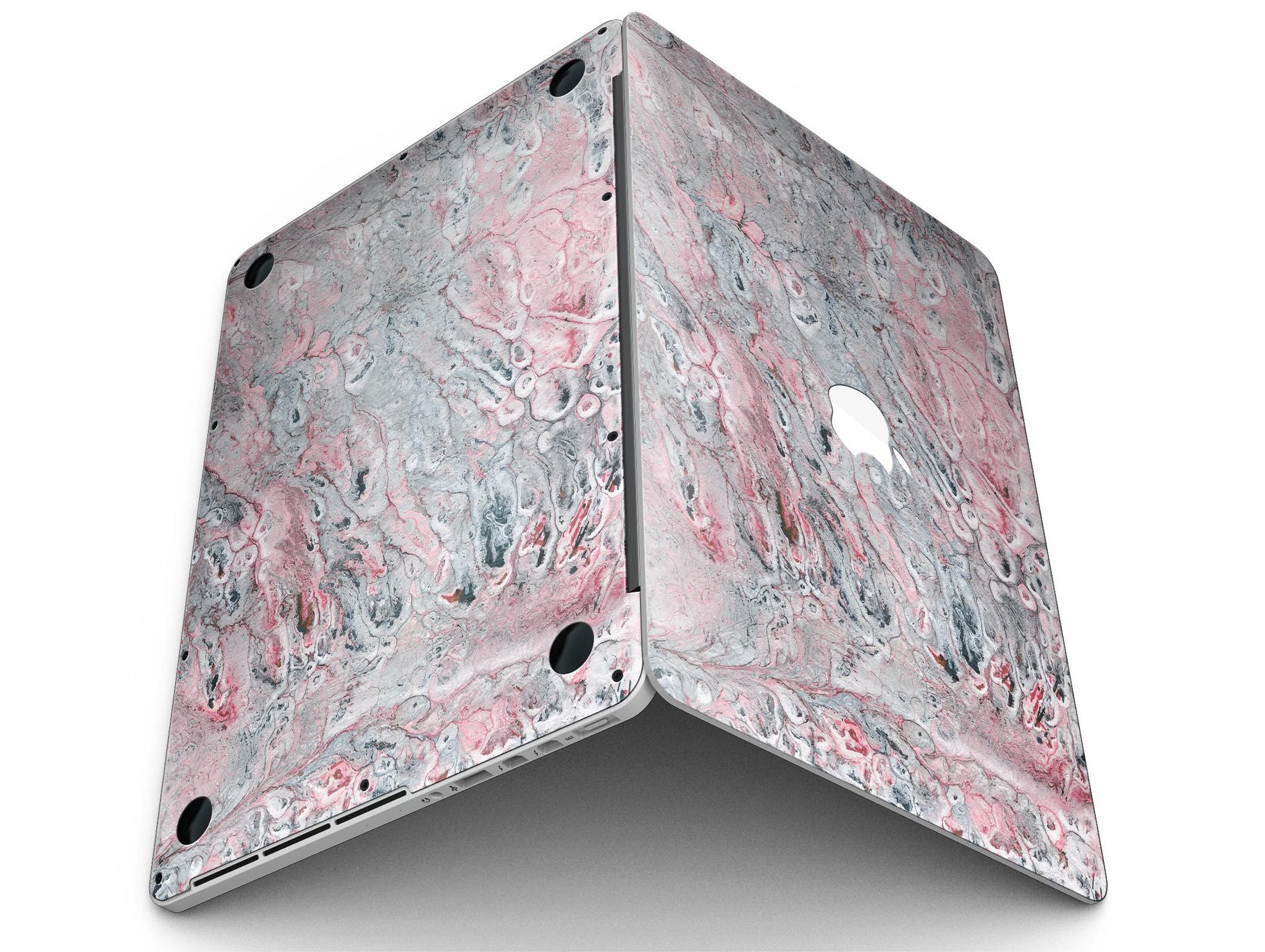 Abstract Wet Paint skin in subtle pink and gray for MacBook Pro with Retina Display, showcasing stylish design and premium vinyl material.