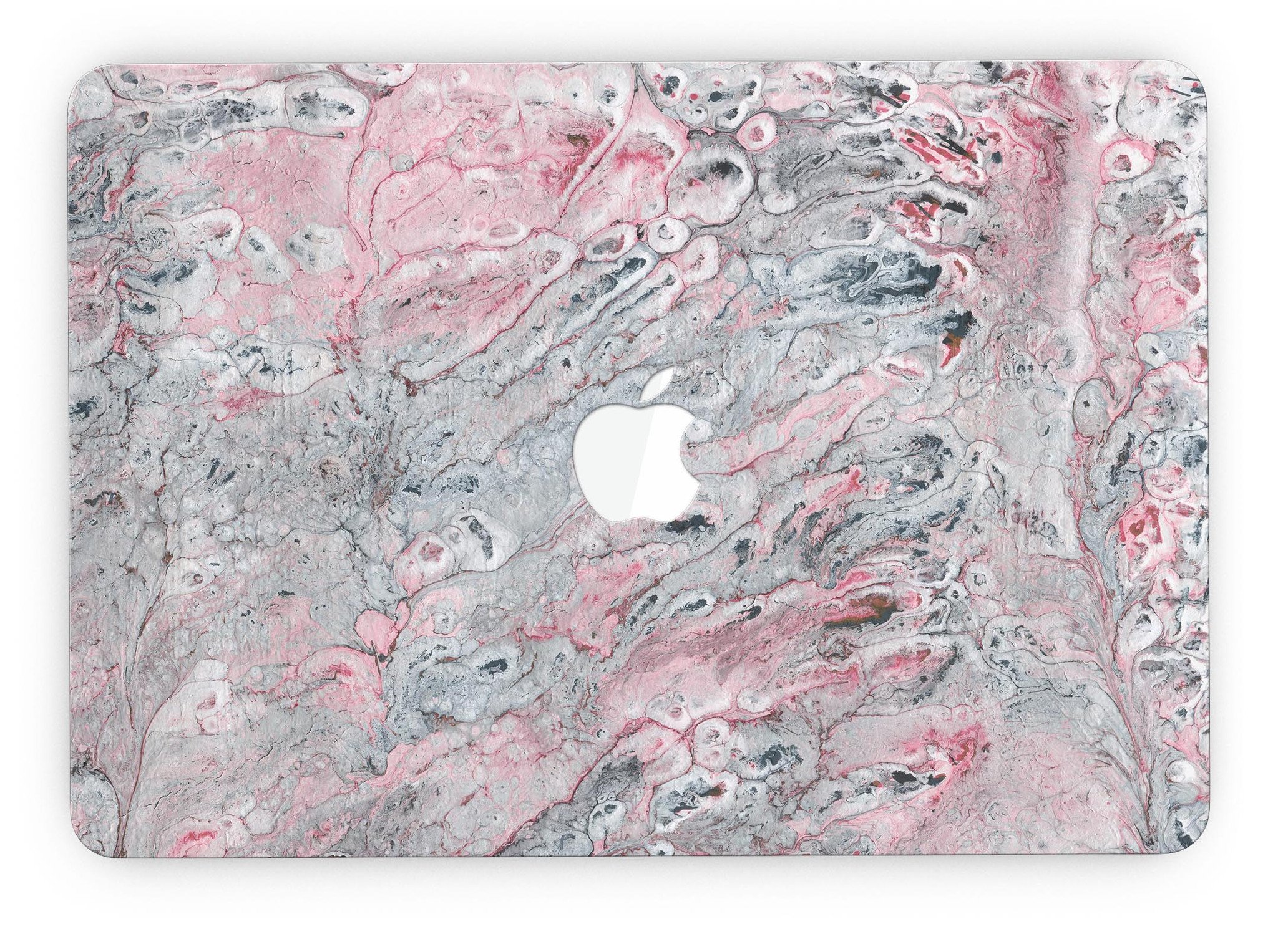 Abstract Wet Paint skin in subtle pink and gray for MacBook Pro with Retina Display, showcasing stylish design and premium vinyl material.