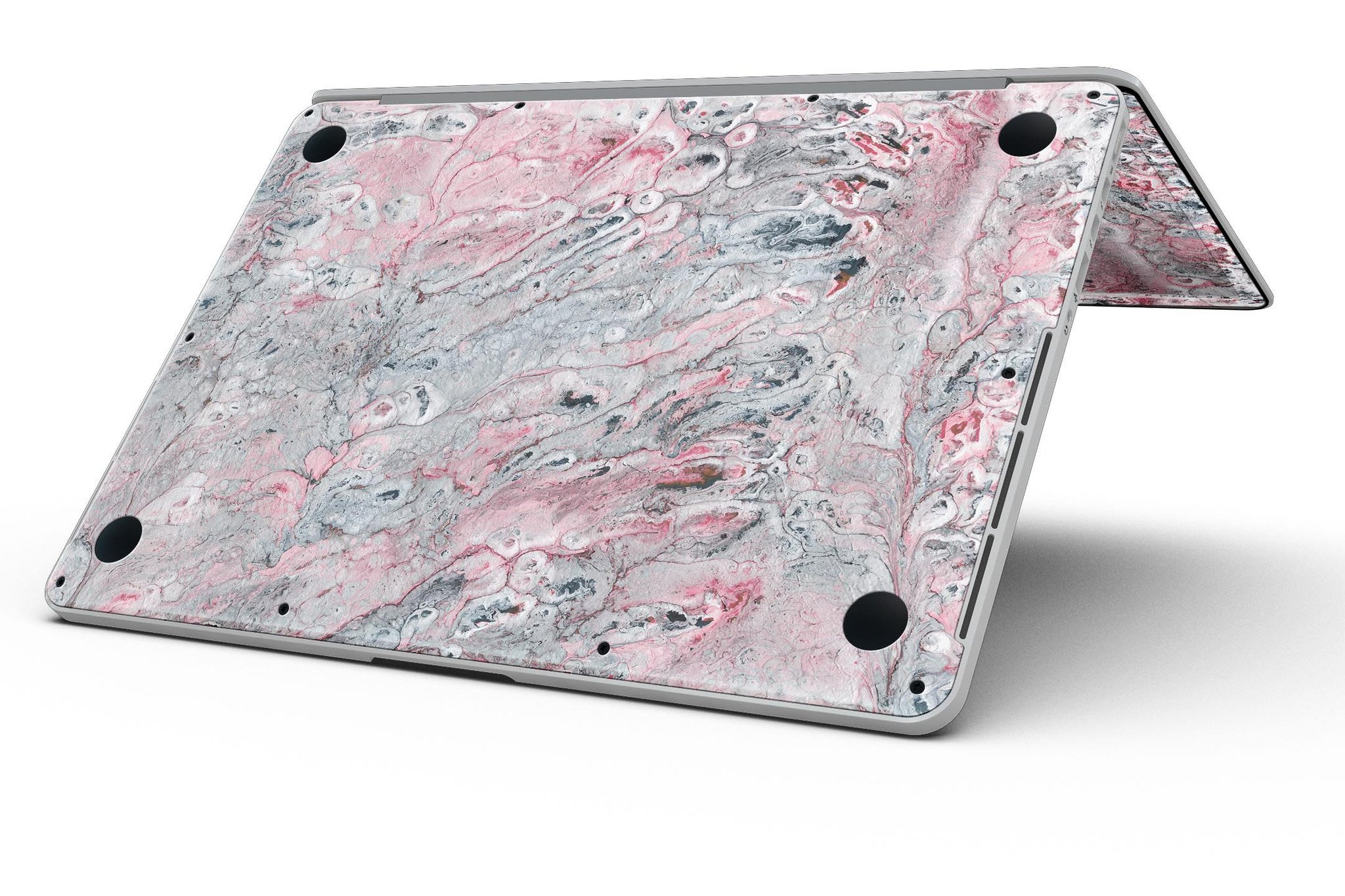 Abstract Wet Paint skin in subtle pink and gray for MacBook Pro with Retina Display, showcasing stylish design and premium vinyl material.