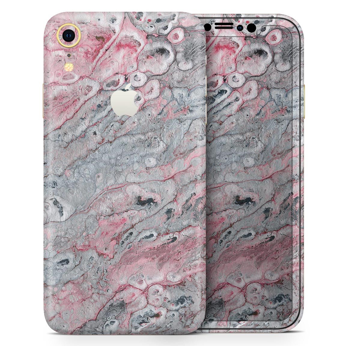 Abstract Wet Paint Skin-Kit in subtle pink and gray for Apple iPhone, showcasing its stylish design and premium quality.