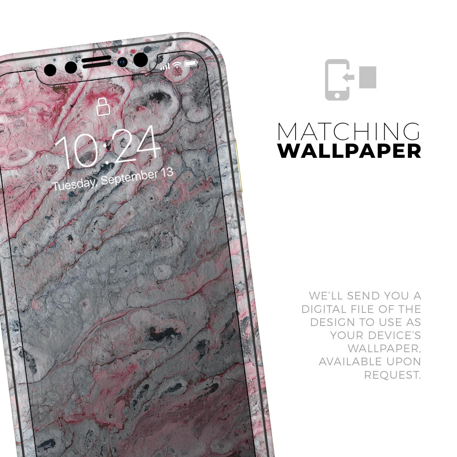 Abstract Wet Paint Skin-Kit in subtle pink and gray for Apple iPhone, showcasing its stylish design and premium quality.