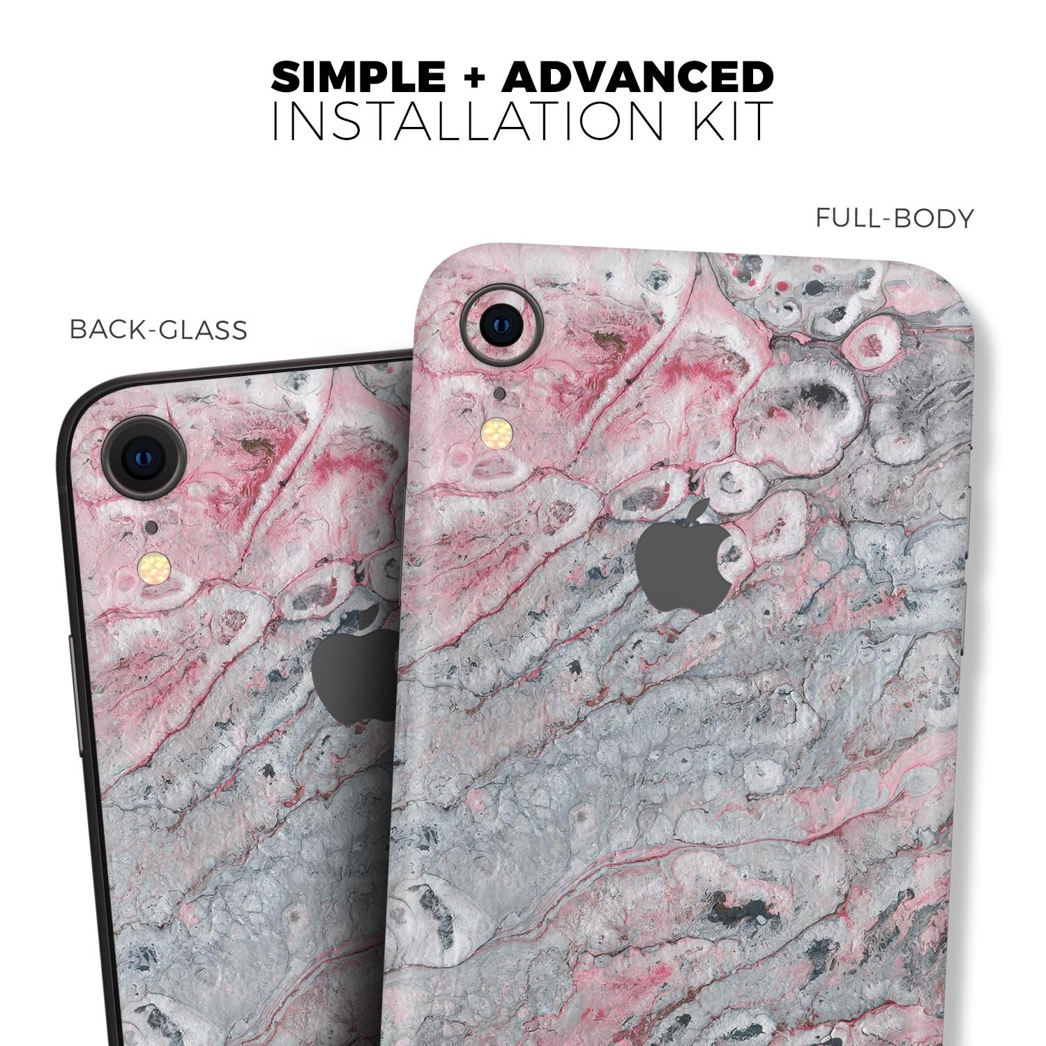 Abstract Wet Paint Skin-Kit in subtle pink and gray for Apple iPhone, showcasing its stylish design and premium quality.