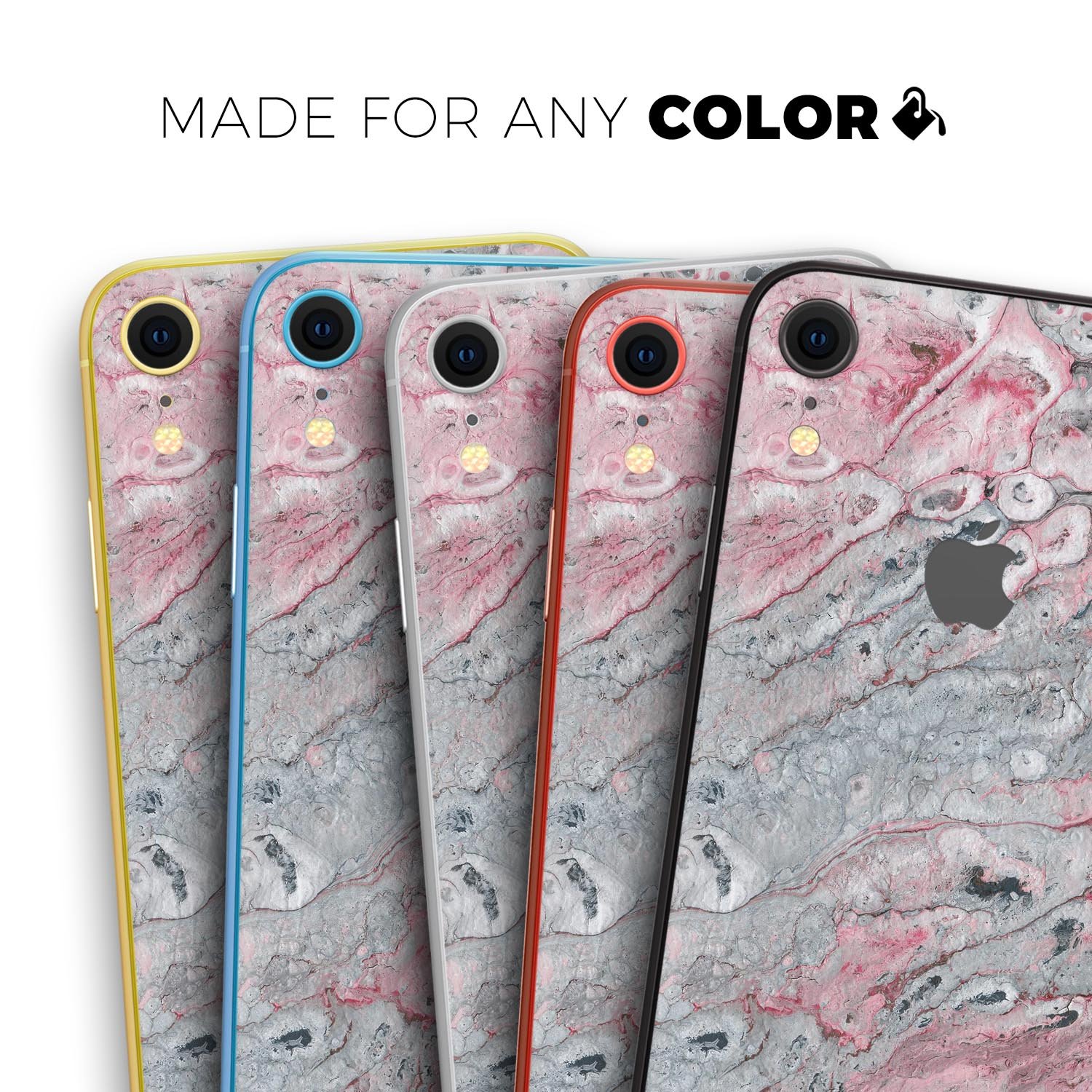 Abstract Wet Paint Skin-Kit in subtle pink and gray for Apple iPhone, showcasing its stylish design and premium quality.