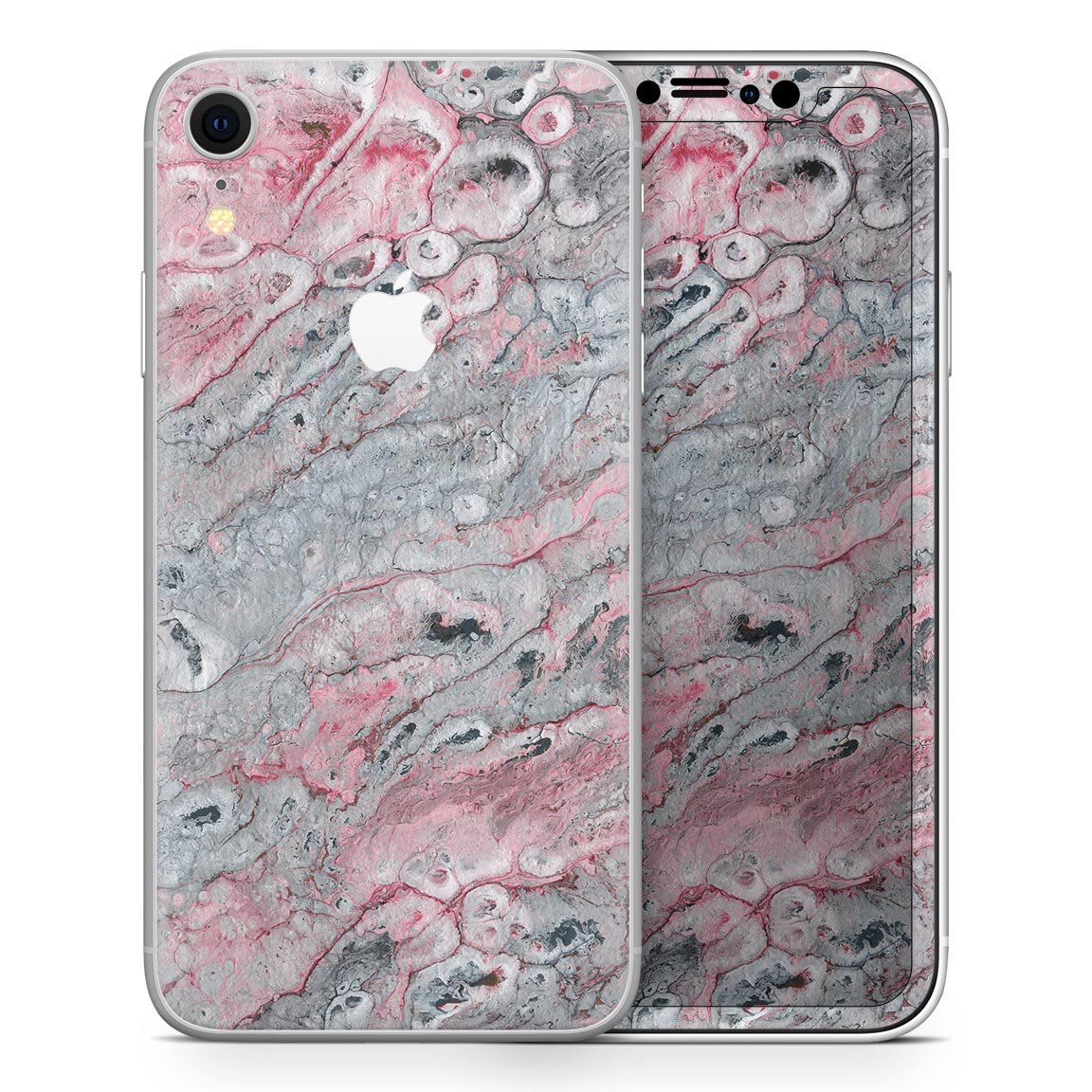 Abstract Wet Paint Skin-Kit in subtle pink and gray for Apple iPhone, showcasing its stylish design and premium quality.