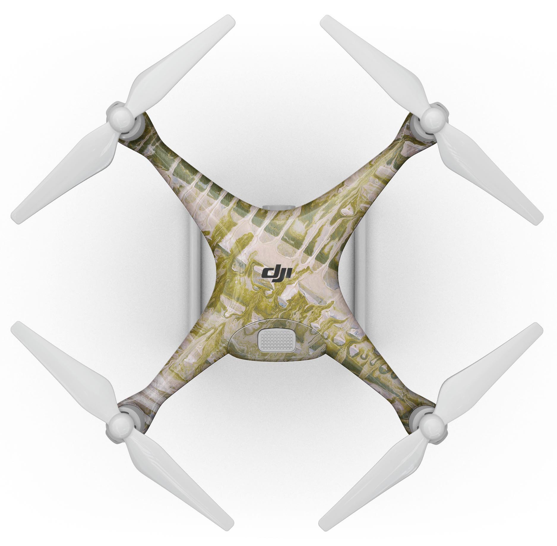 Abstract Wet Paint Subtle Pink Gold Full-Body Skin Kit for DJI Phantom 4, showcasing a stylish design and precision fit.