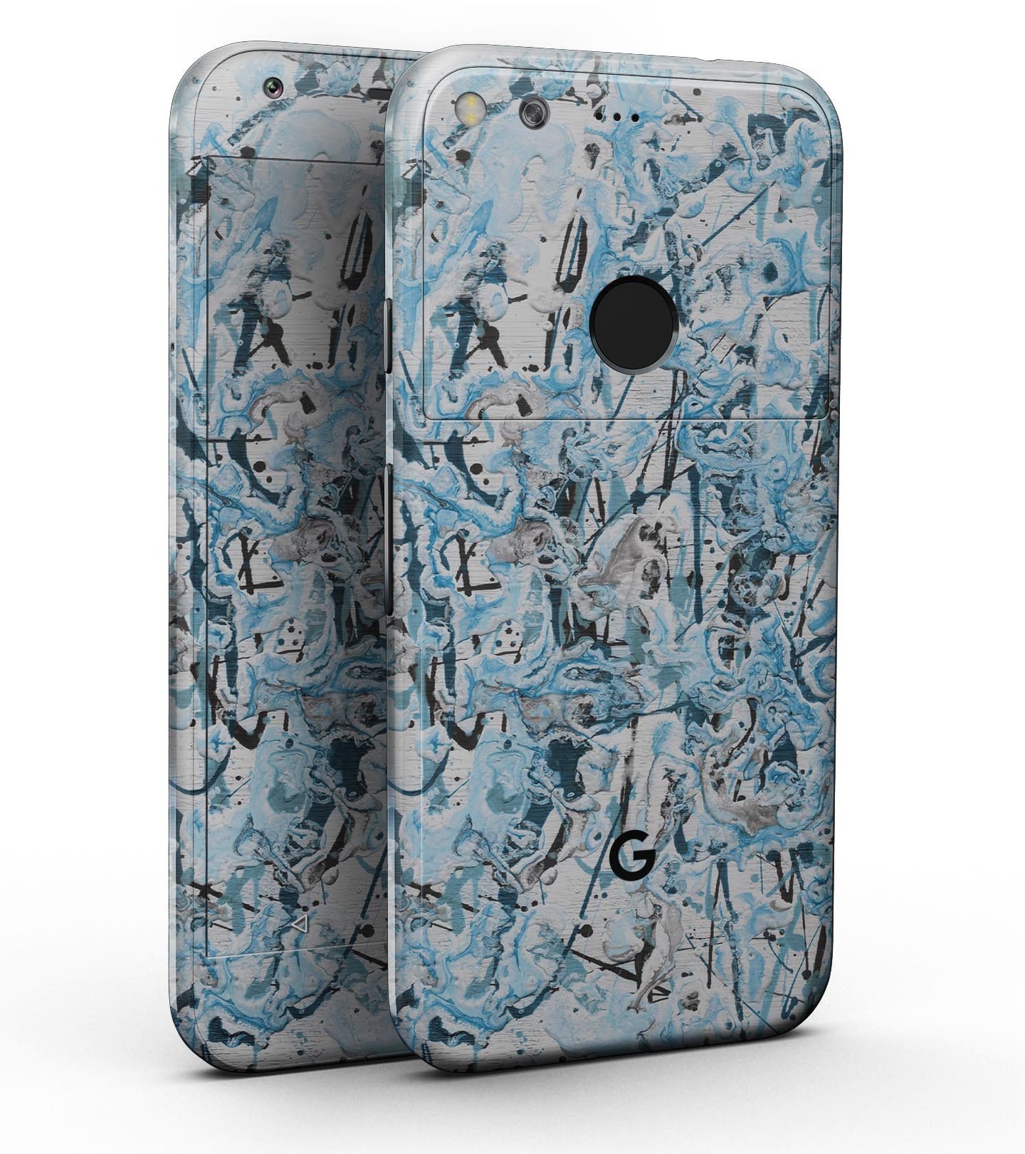 Abstract Wet Paint Teal Full-Body Skin Kit for Google Pixel, showcasing precision fit and stylish finish options.