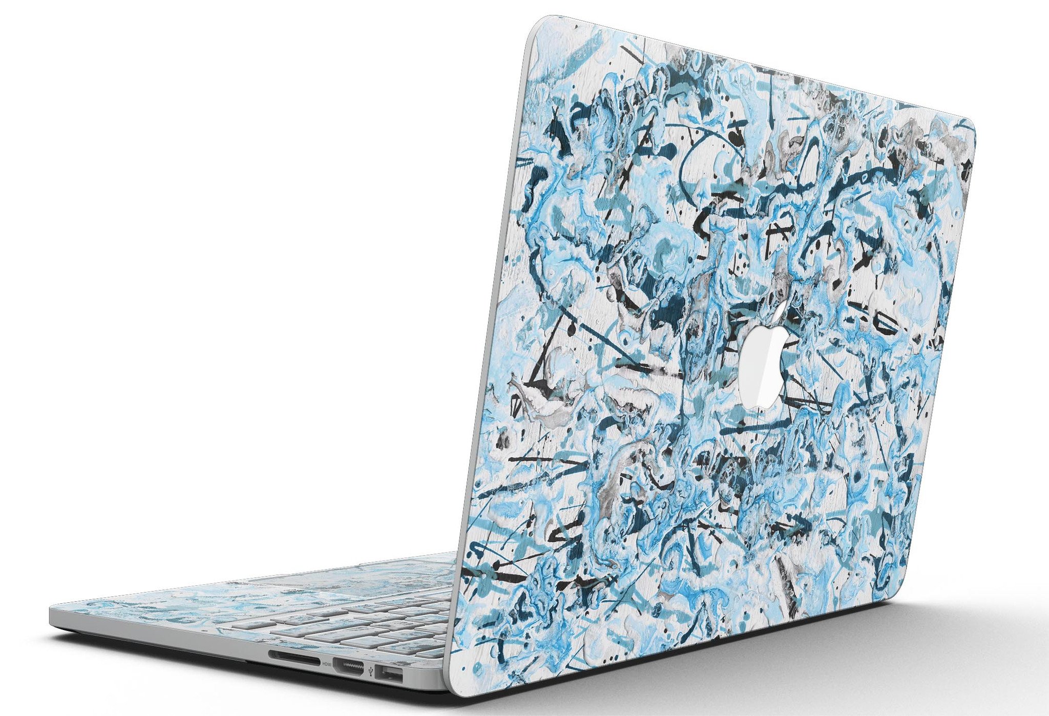 Abstract Wet Paint Teal skin for MacBook Pro with Retina Display, showcasing vibrant colors and artistic design.