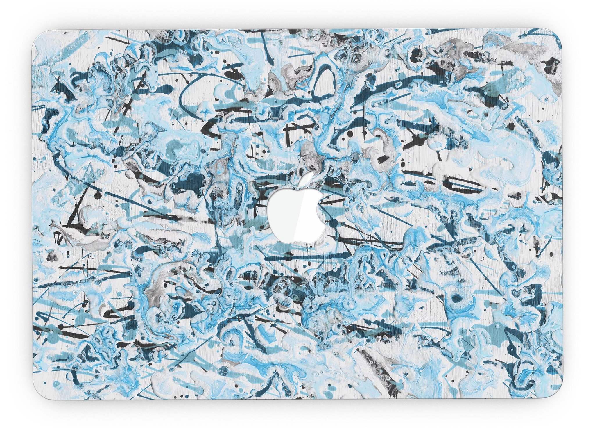 Abstract Wet Paint Teal skin for MacBook Pro with Retina Display, showcasing vibrant colors and artistic design.