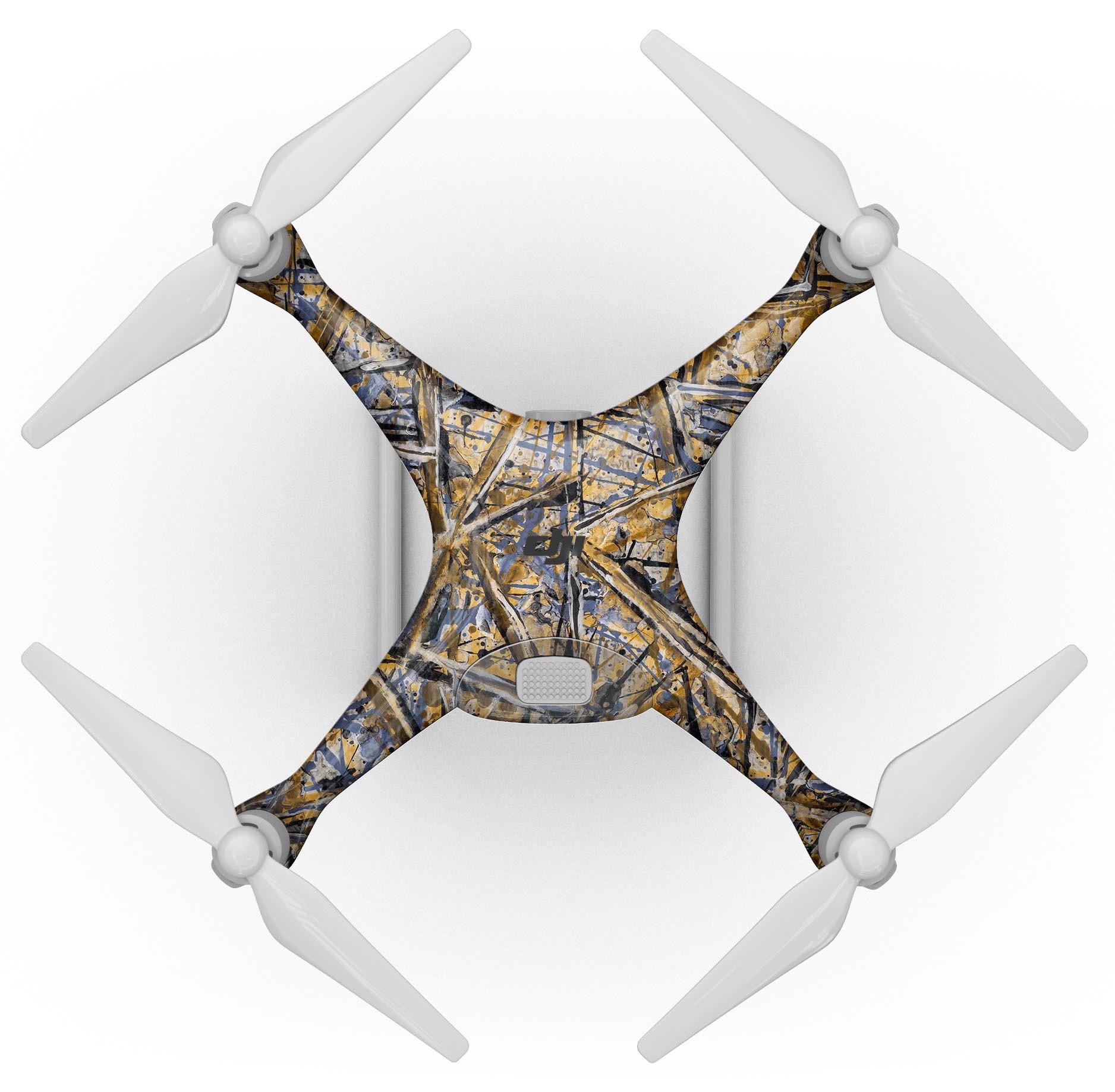 Abstract Wet Paint v4 Full-Body Skin Kit for DJI Phantom 4 Drone, showcasing precision fit and available finishes.