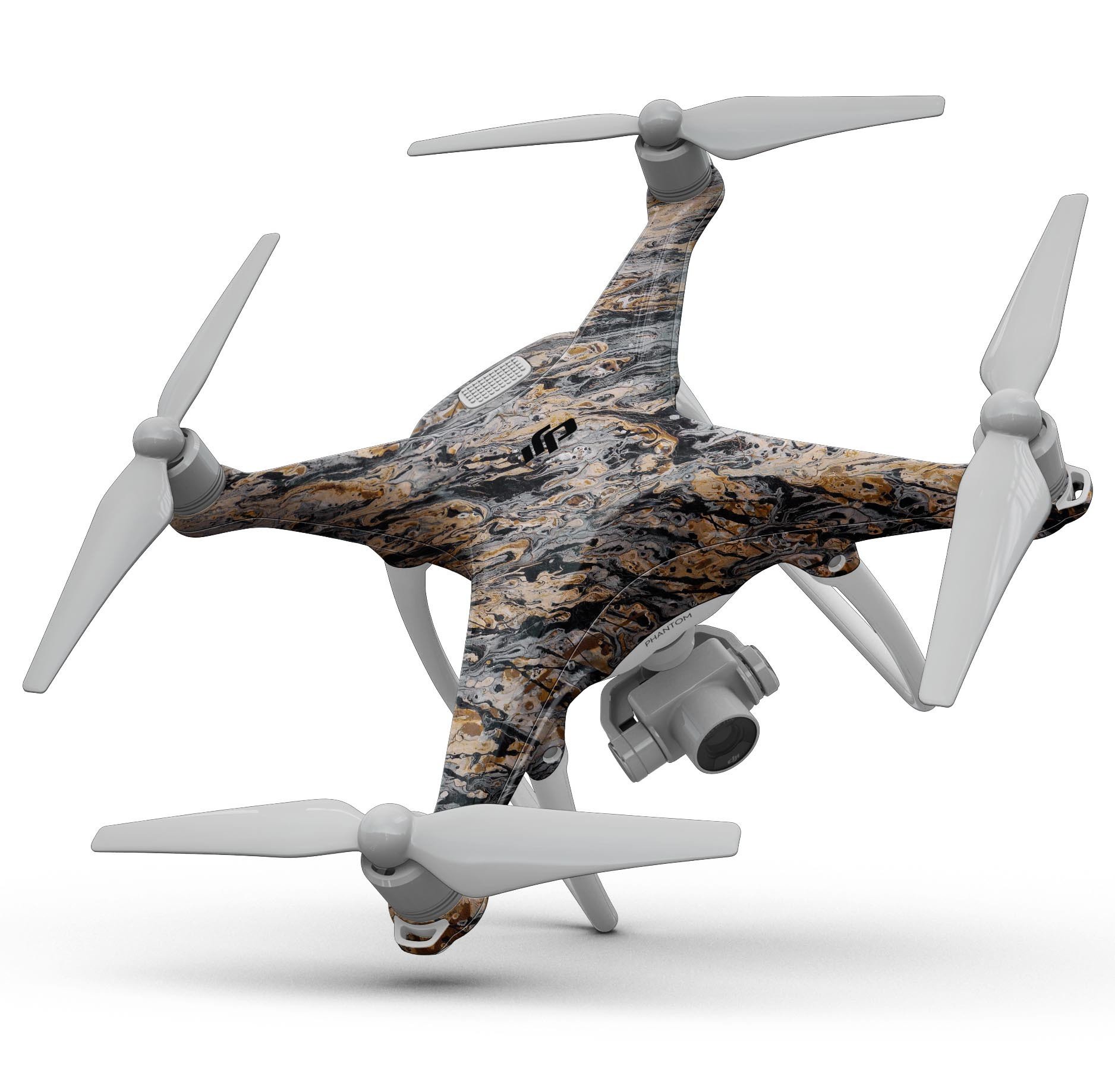 Abstract Wet Paint v6 Full-Body Skin Kit for DJI Phantom 4 Drone, showcasing ultra-gloss and soft-matte finish options.