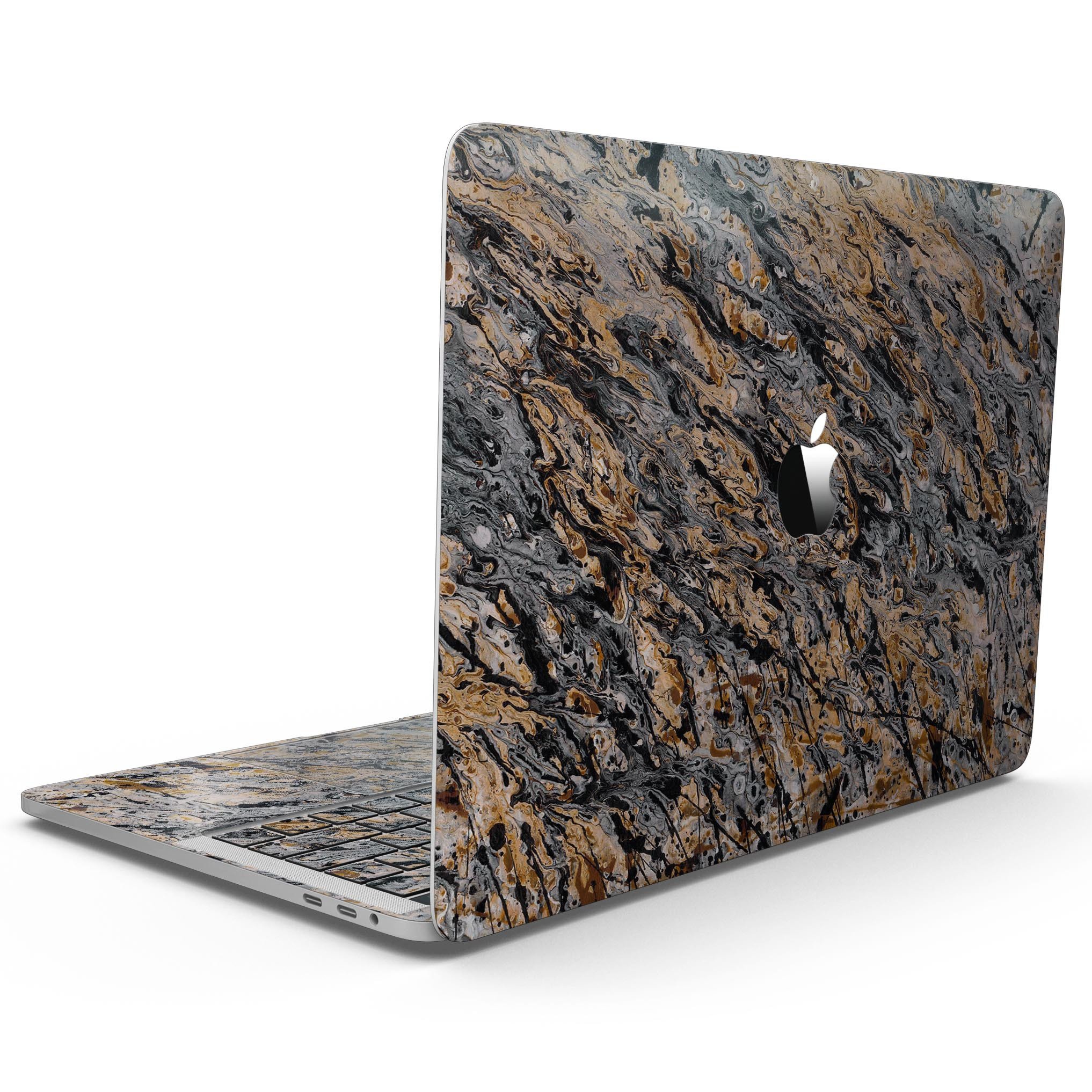 Abstract Wet Paint v6 skin kit for MacBook Pro with Touch Bar, showcasing vibrant colors and stylish design.