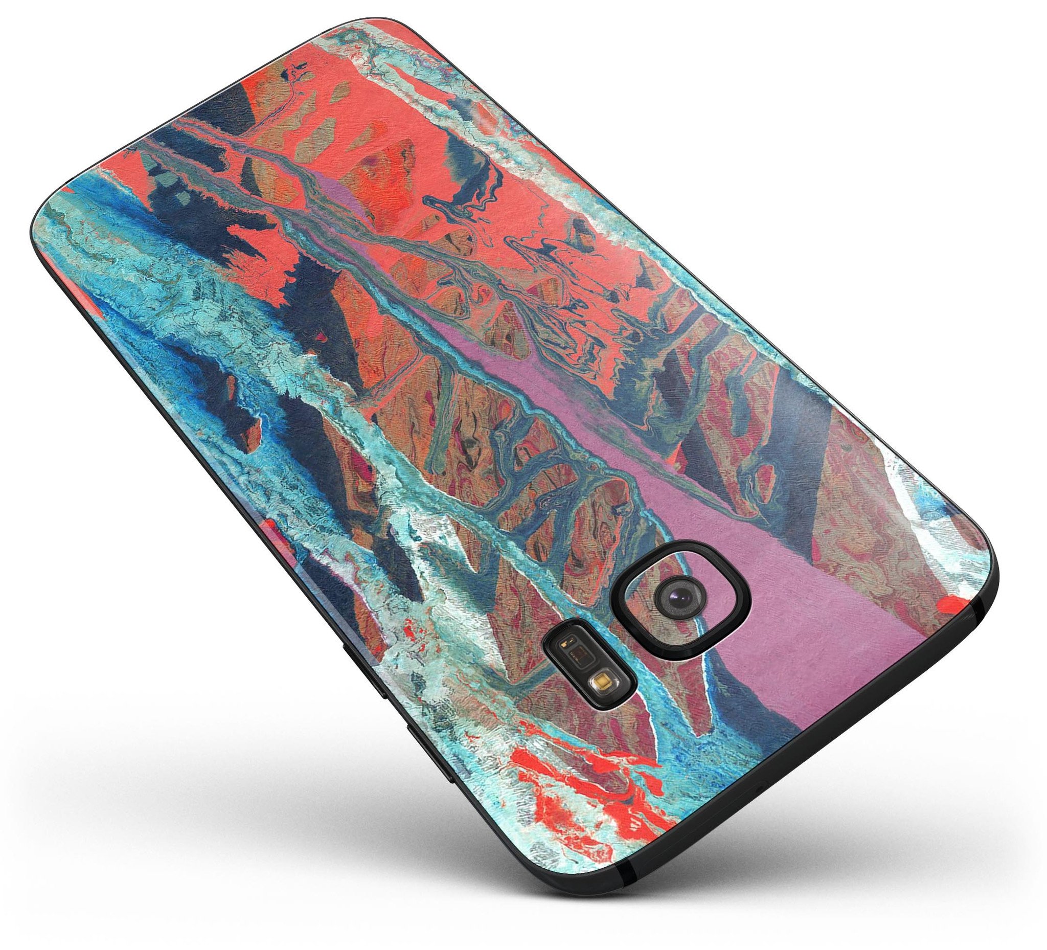 Abstract Wet Paint v92 Full Body Skin-Kit for Samsung Galaxy S7, showcasing vibrant colors and sleek design.