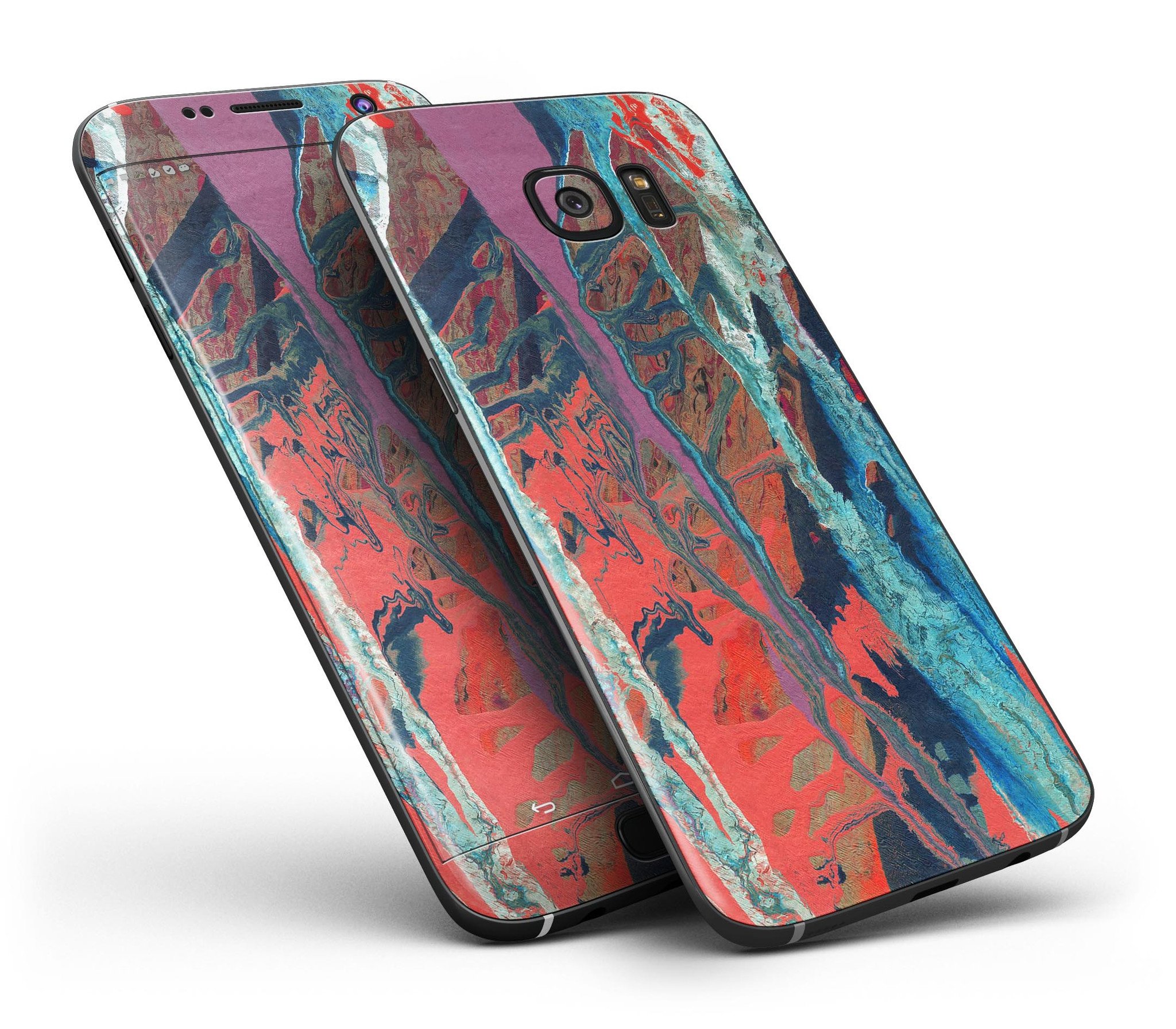 Abstract Wet Paint v92 Full Body Skin-Kit for Samsung Galaxy S7, showcasing vibrant colors and sleek design.