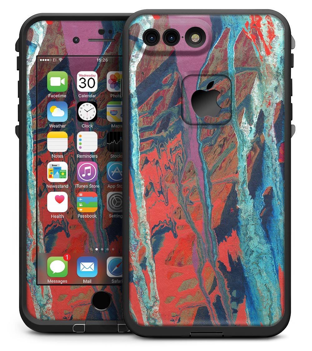 Abstract Wet Paint v92 skin kit for iPhone 7 Plus LifeProof Fre Case, showcasing vibrant colors and sleek design.