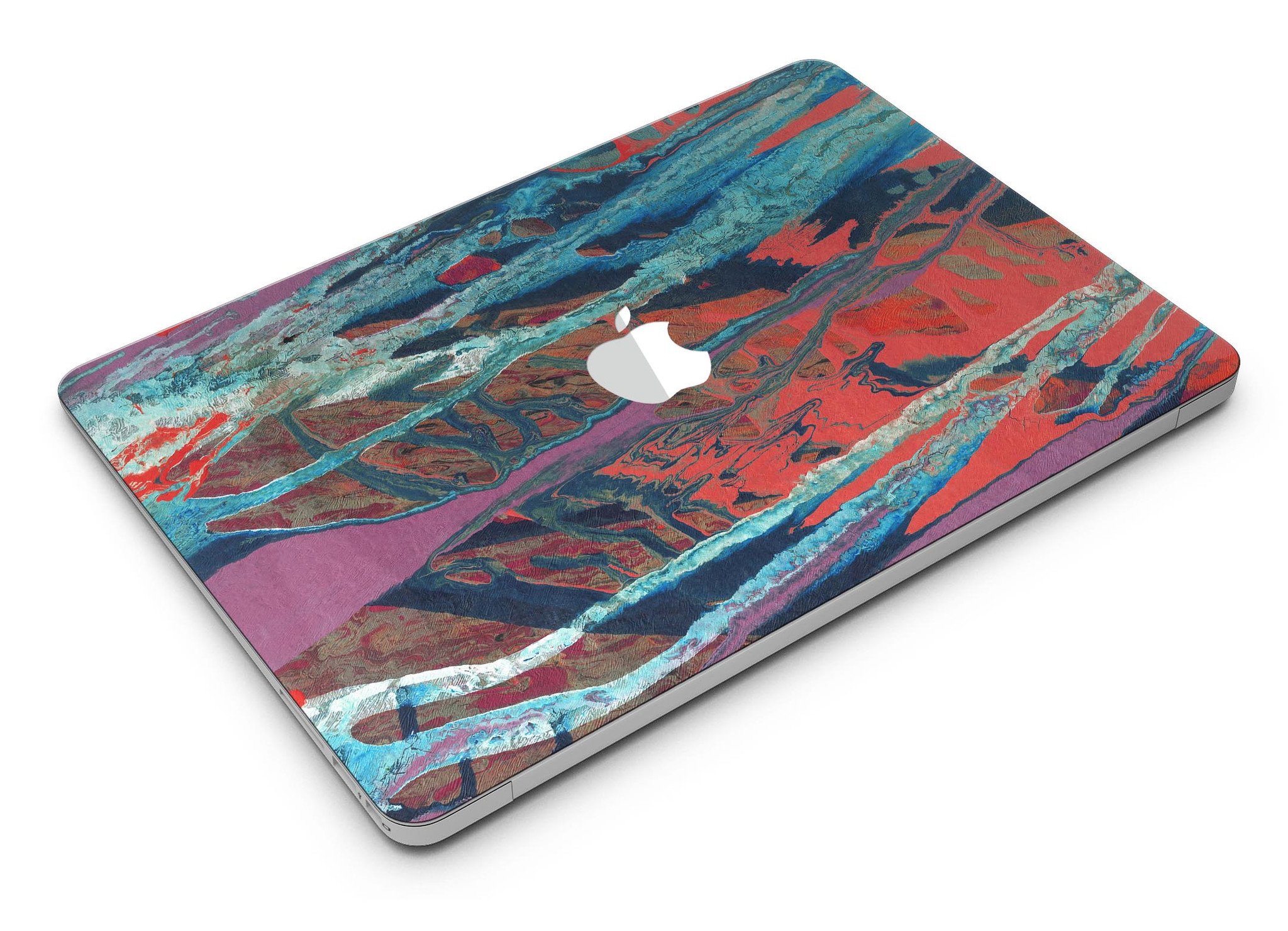 Abstract Wet Paint v92 skin kit for MacBook Air, showcasing vibrant colors and unique design on a sleek vinyl surface.