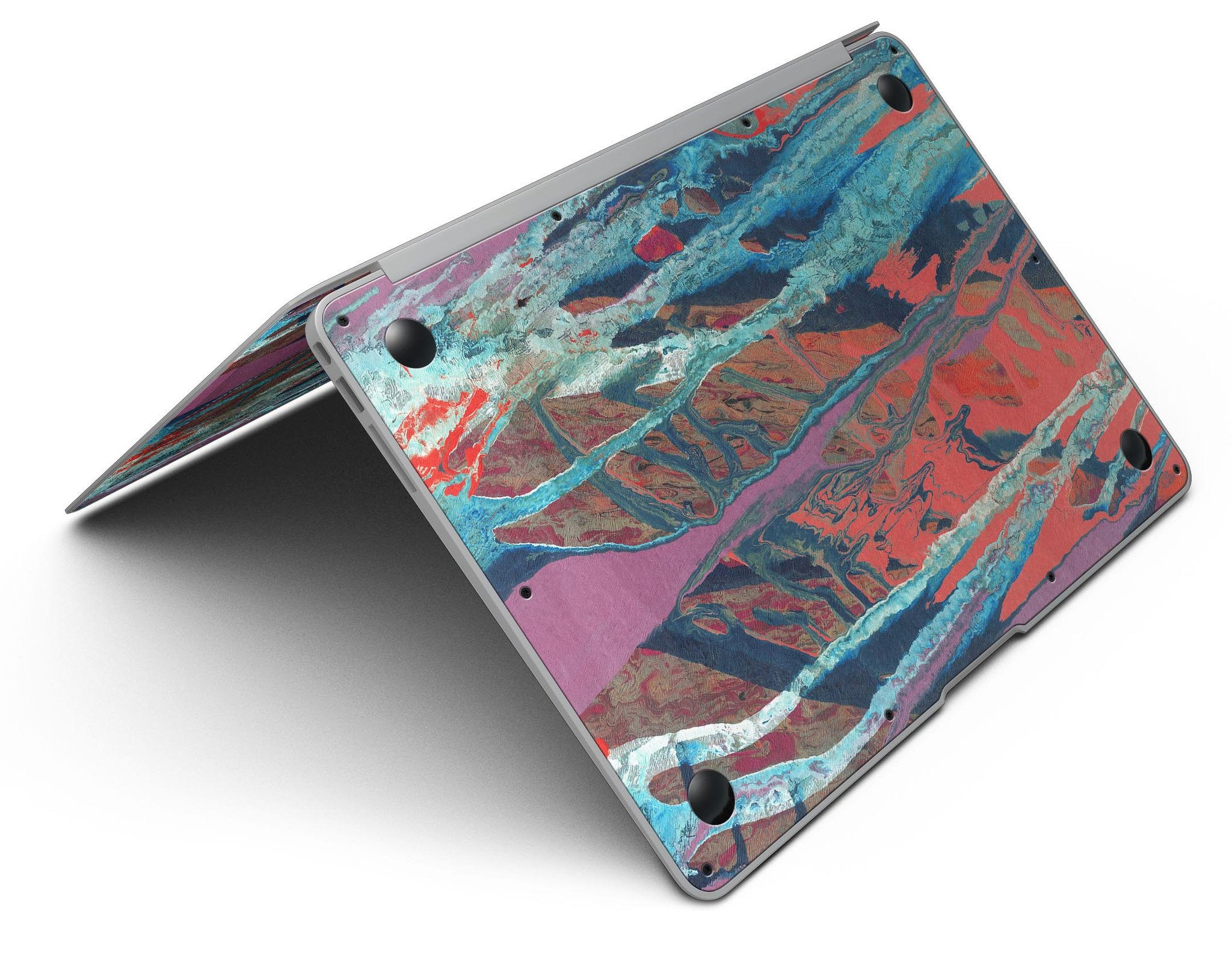 Abstract Wet Paint v92 skin kit for MacBook Air, showcasing vibrant colors and unique design on a sleek vinyl surface.