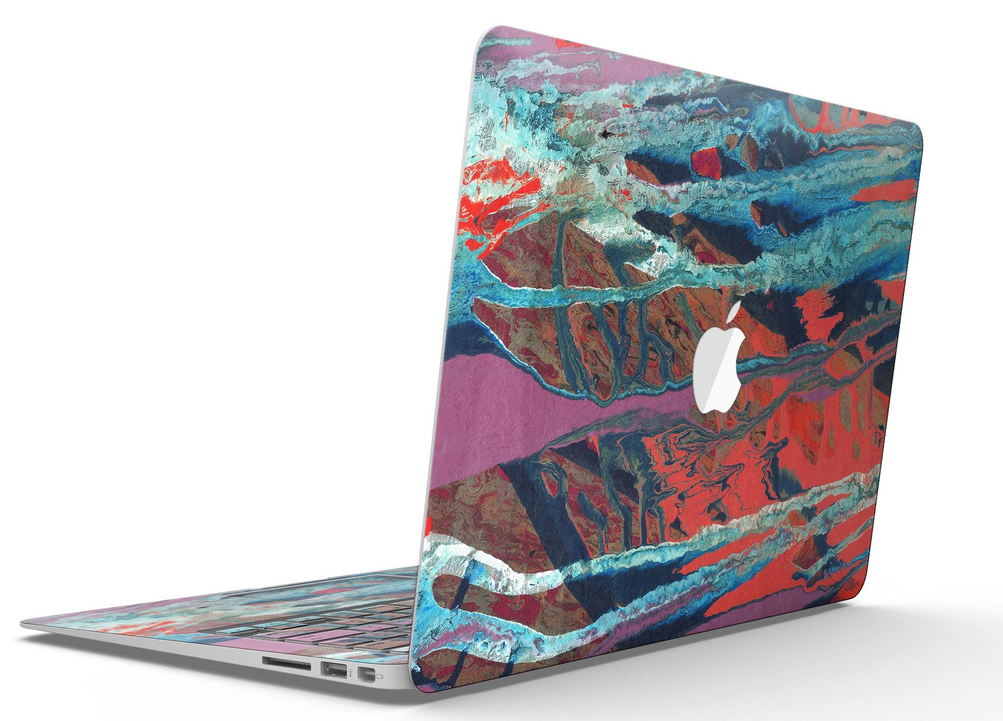 Abstract Wet Paint v92 skin kit for MacBook Air, showcasing vibrant colors and unique design on a sleek vinyl surface.